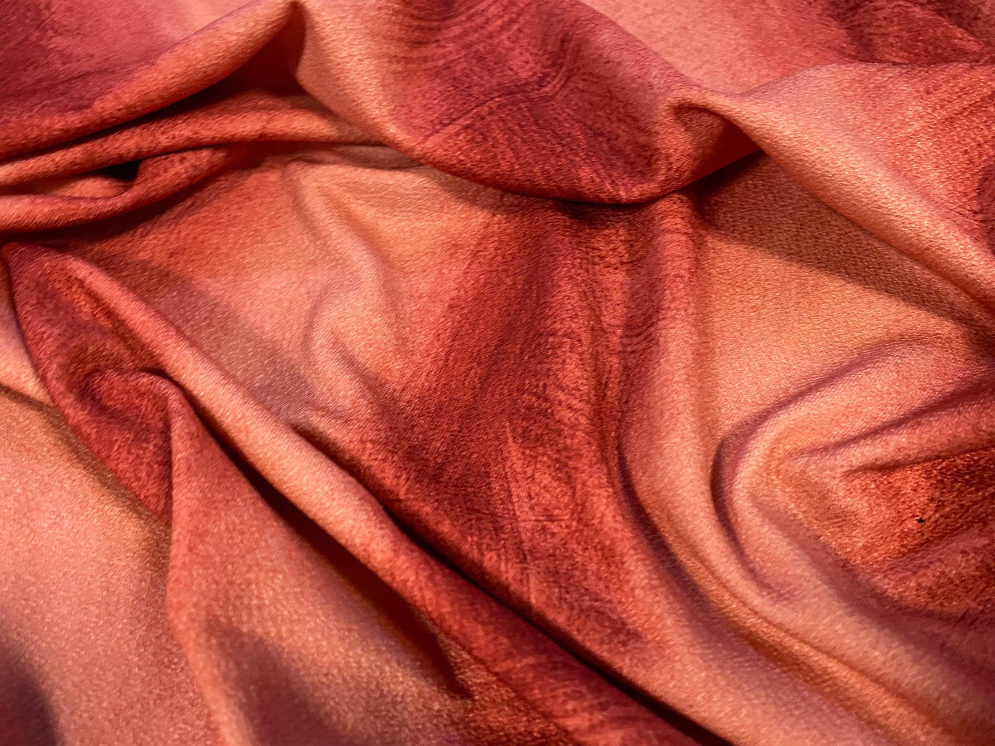 Stretch Spandex crepe single jersey fabric - ombré stripe print - coral