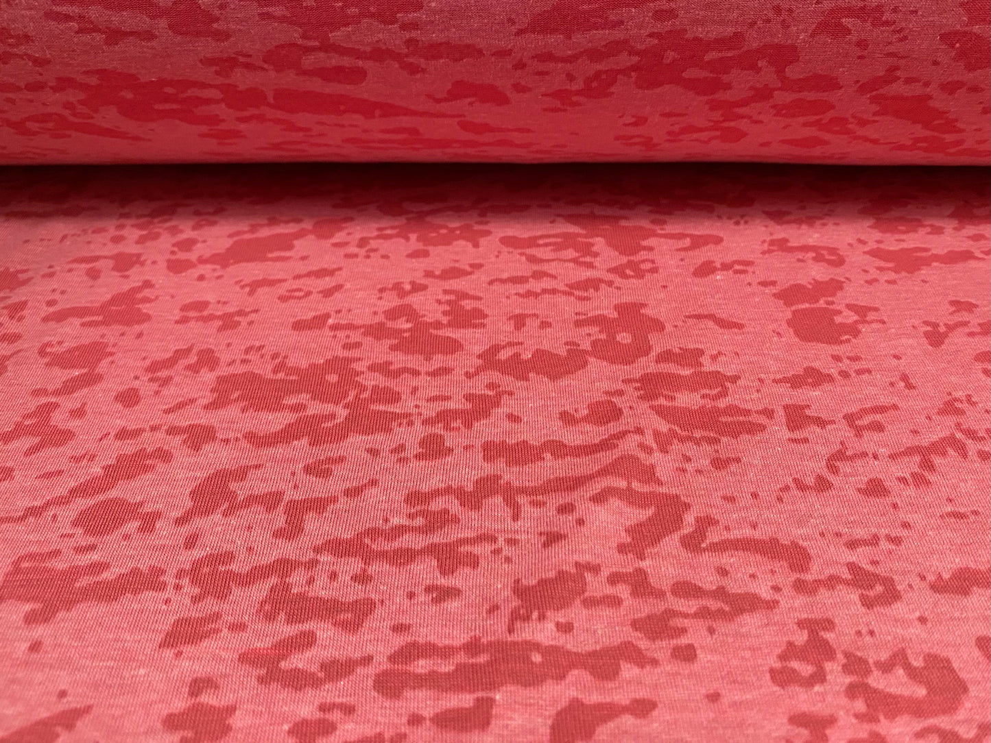 Viscose blend burnout devoré single jersey fabric, per metre - raspberry
