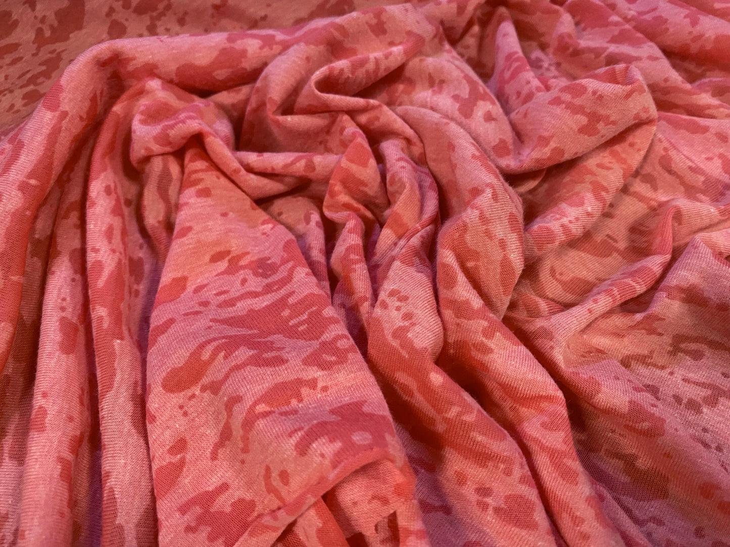 Viscose blend burnout devoré single jersey fabric, per metre - raspberry