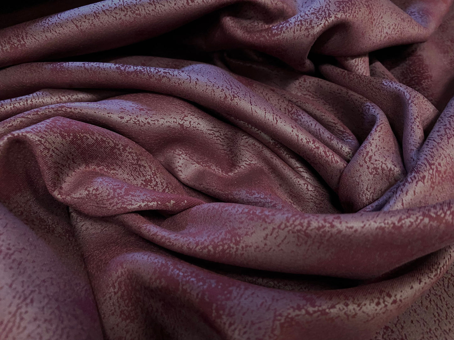 Neoprene style scuba stretch spandex jersey fabric, per metre - wine distressed metallic print