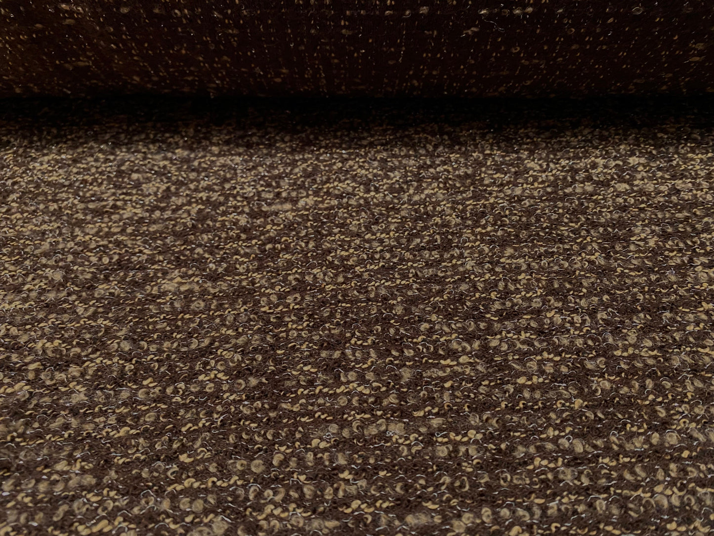 Wool blend bouclé knitwear fabric with lurex, per metre - brown & tan