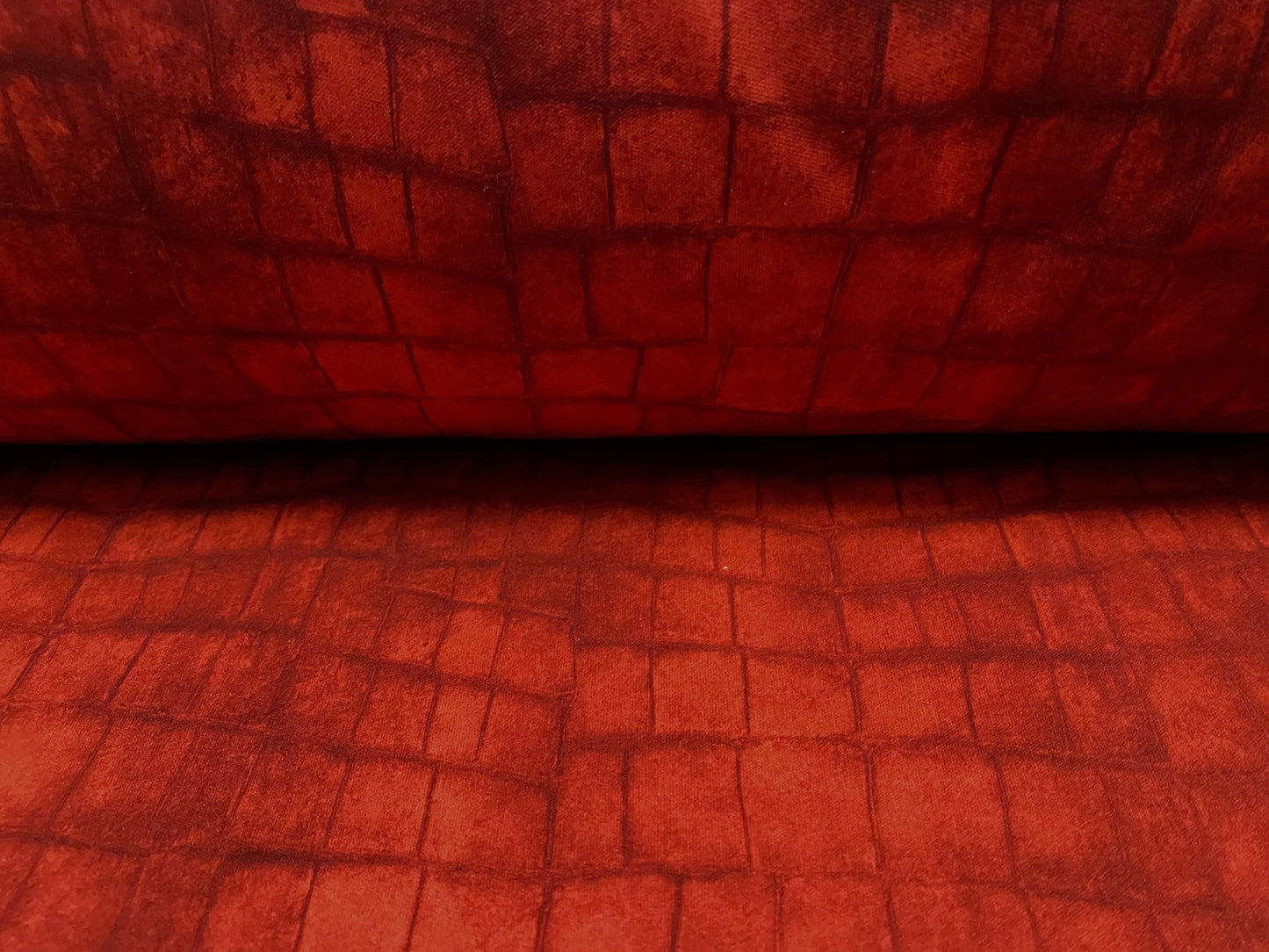 Single jersey polyester fabric - 60 inches wide - Crocodile alligator print - rusty red