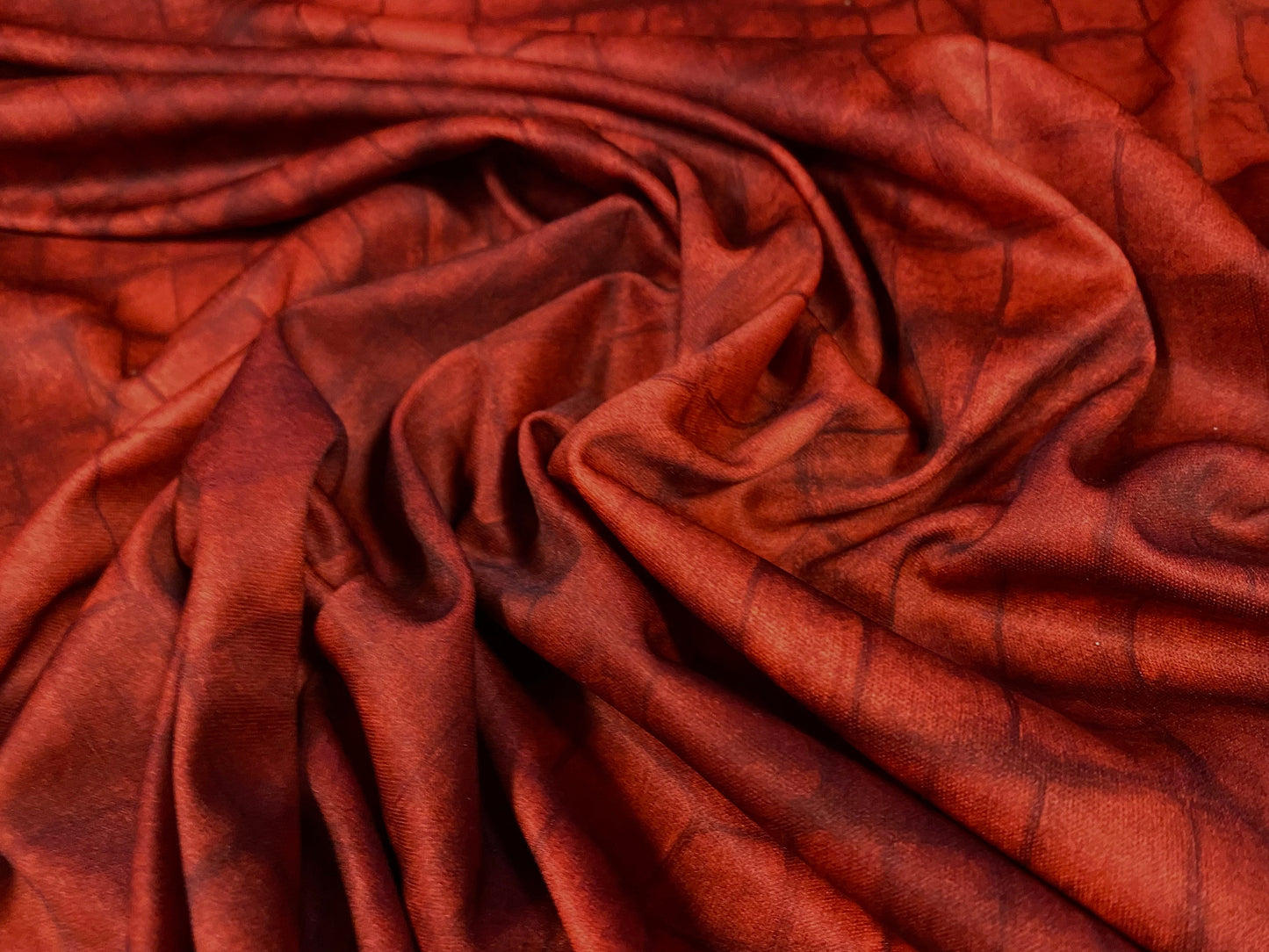 Single jersey polyester fabric - 60 inches wide - Crocodile alligator print - rusty red