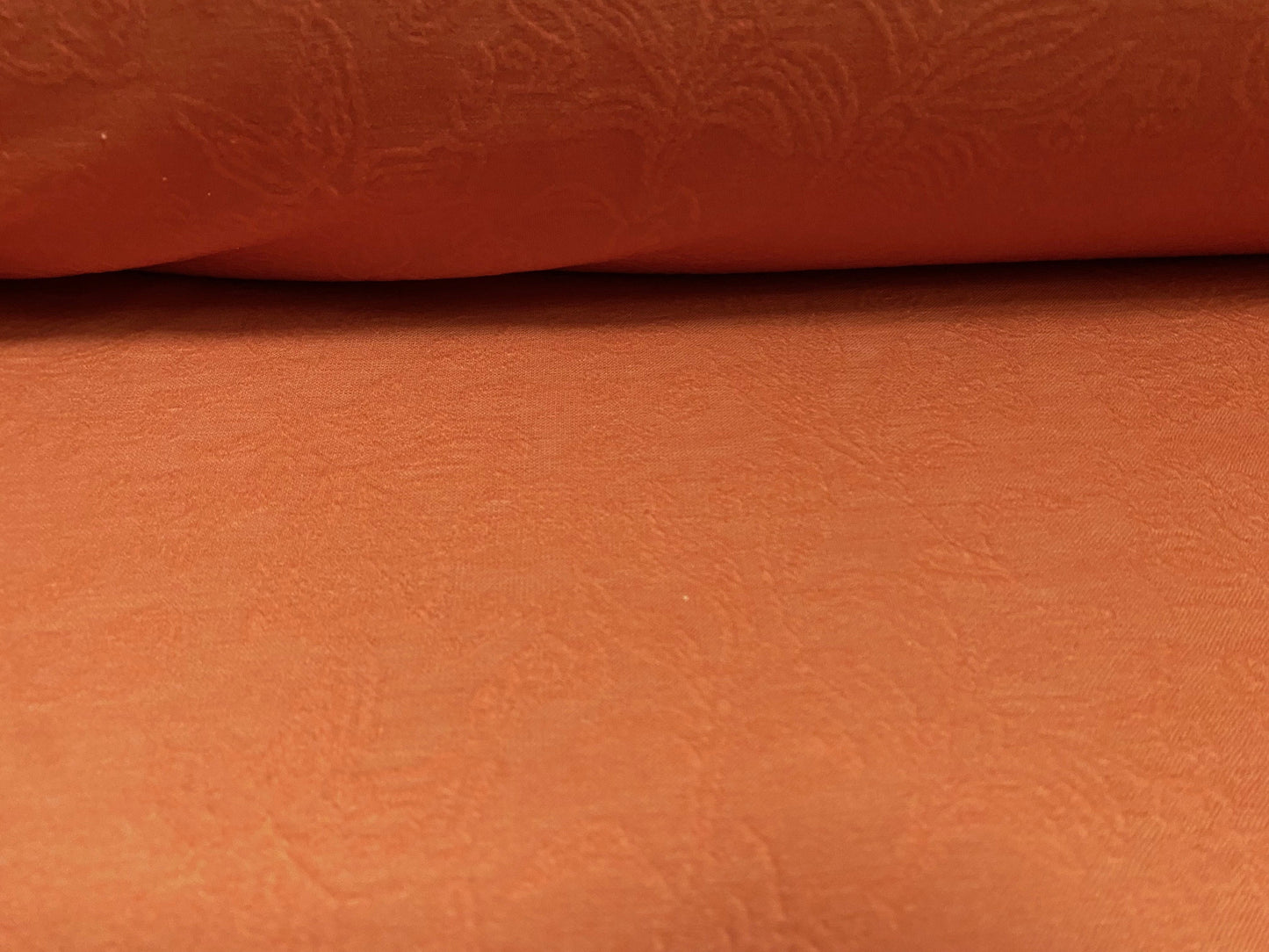 Stretch spandex leaf jacquard double jersey fabric, per metre - light Terracotta
