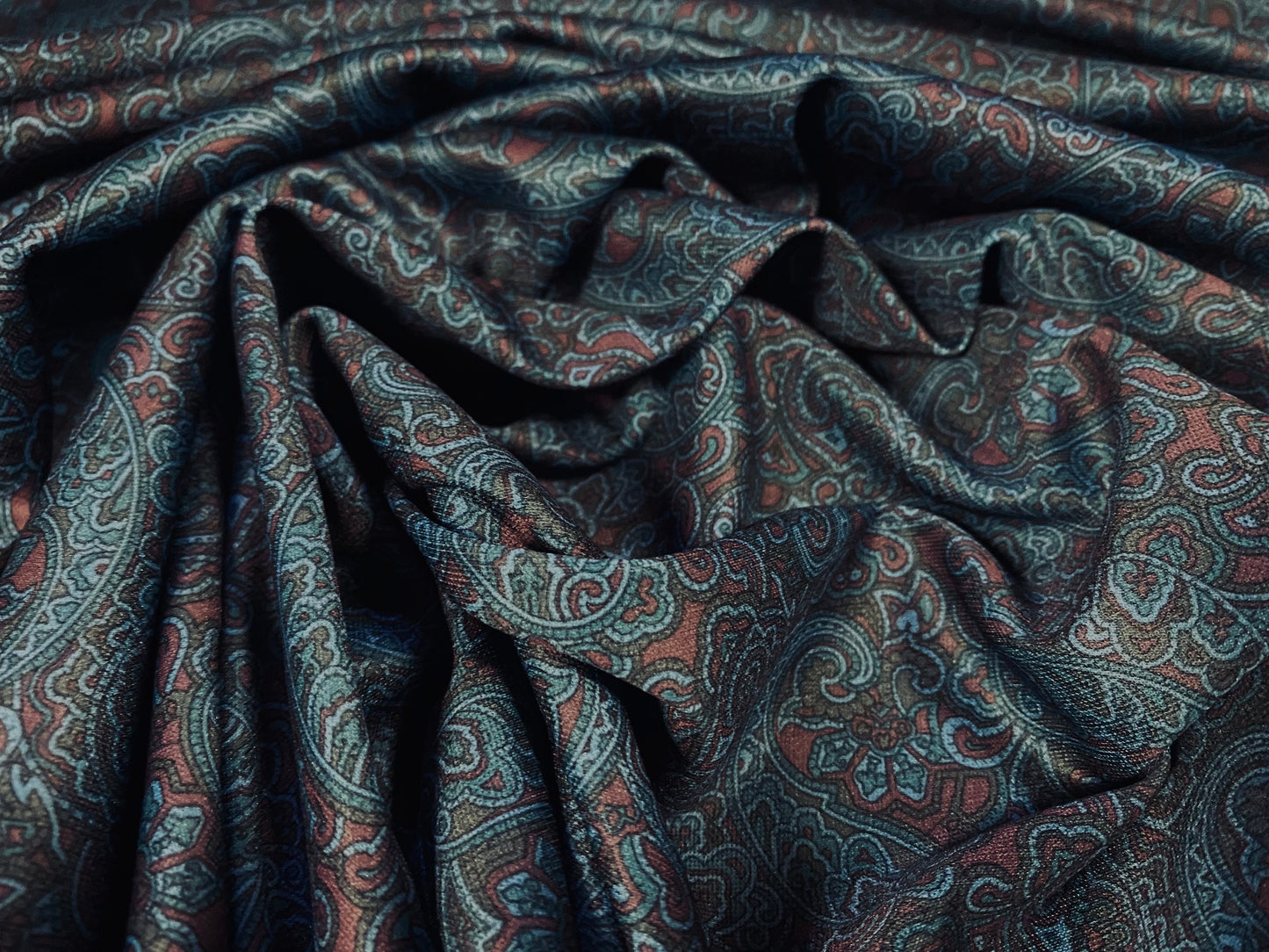 Single jersey fashion fabric - 60 inches wide - Paisley print - dark blue & wine