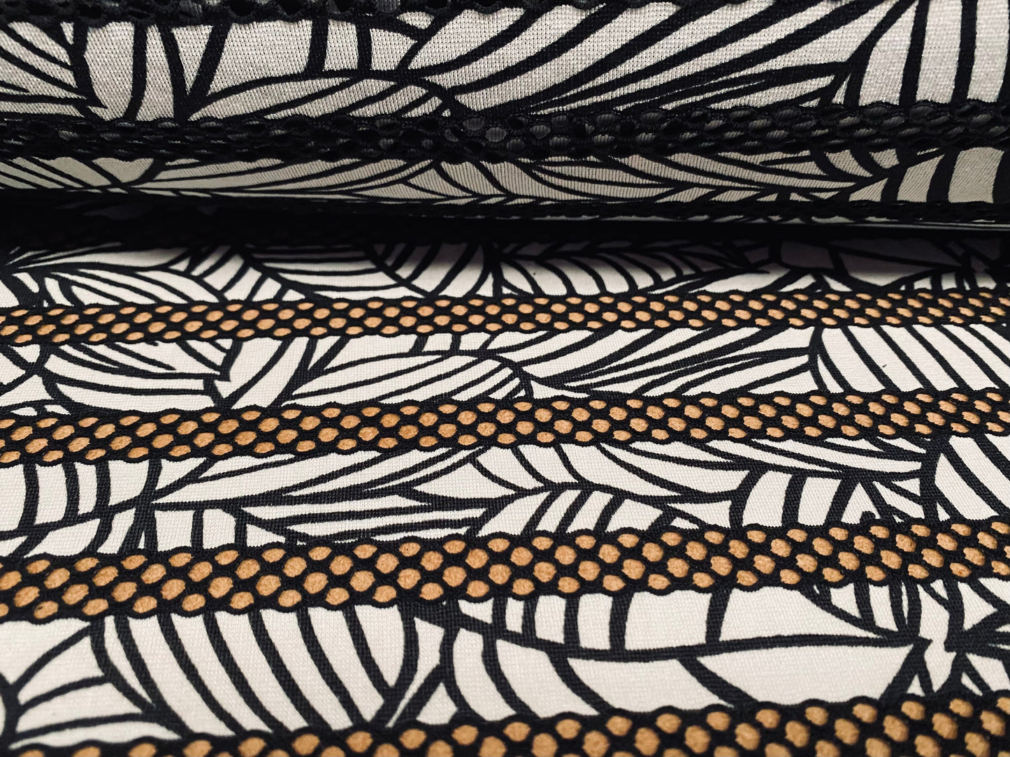Fishnet mesh stretch spandex jersey print fabric - stripe - black & white