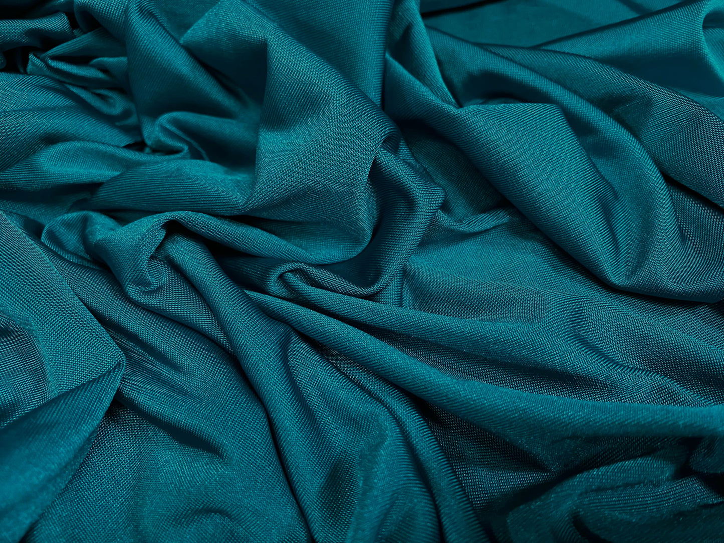 Disco shimmer Spandex stretch jersey fabric, per metre - plain - kingfisher