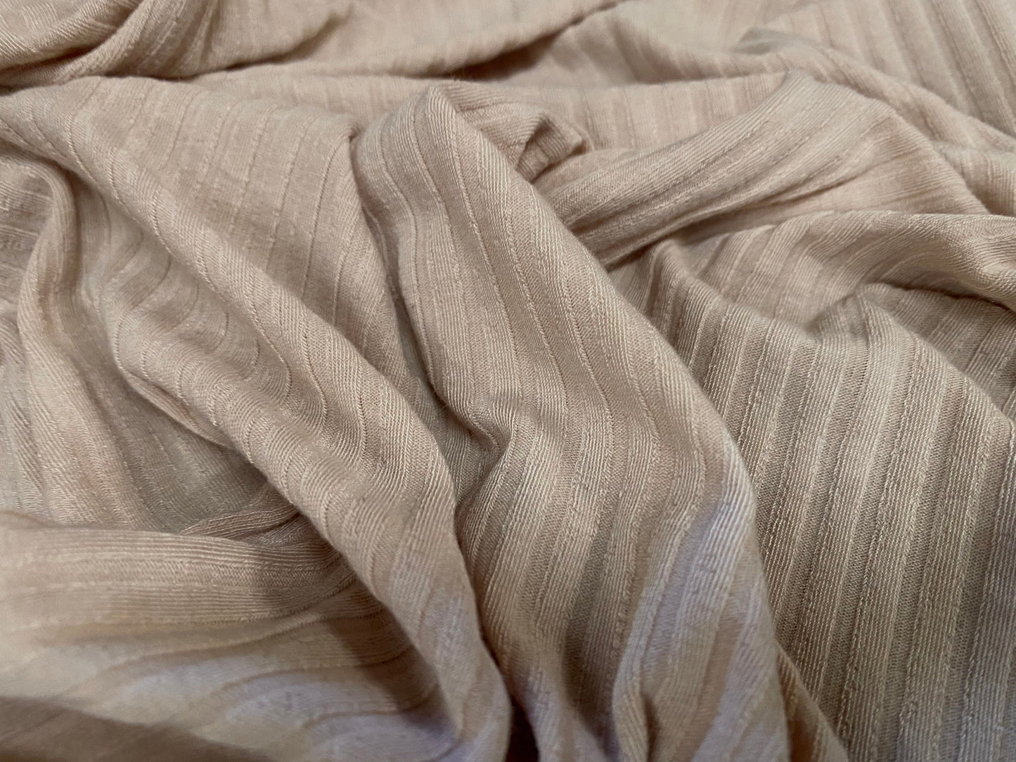 Stretch spandex rib jersey fabric, per metre - plain - light Stone