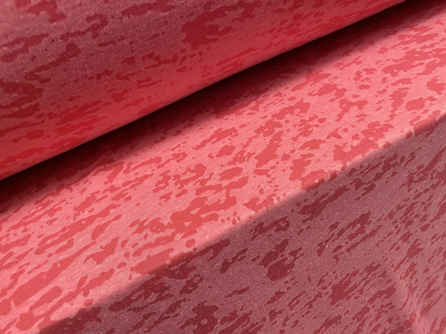 Viscose blend burnout devoré single jersey fabric, per metre - raspberry