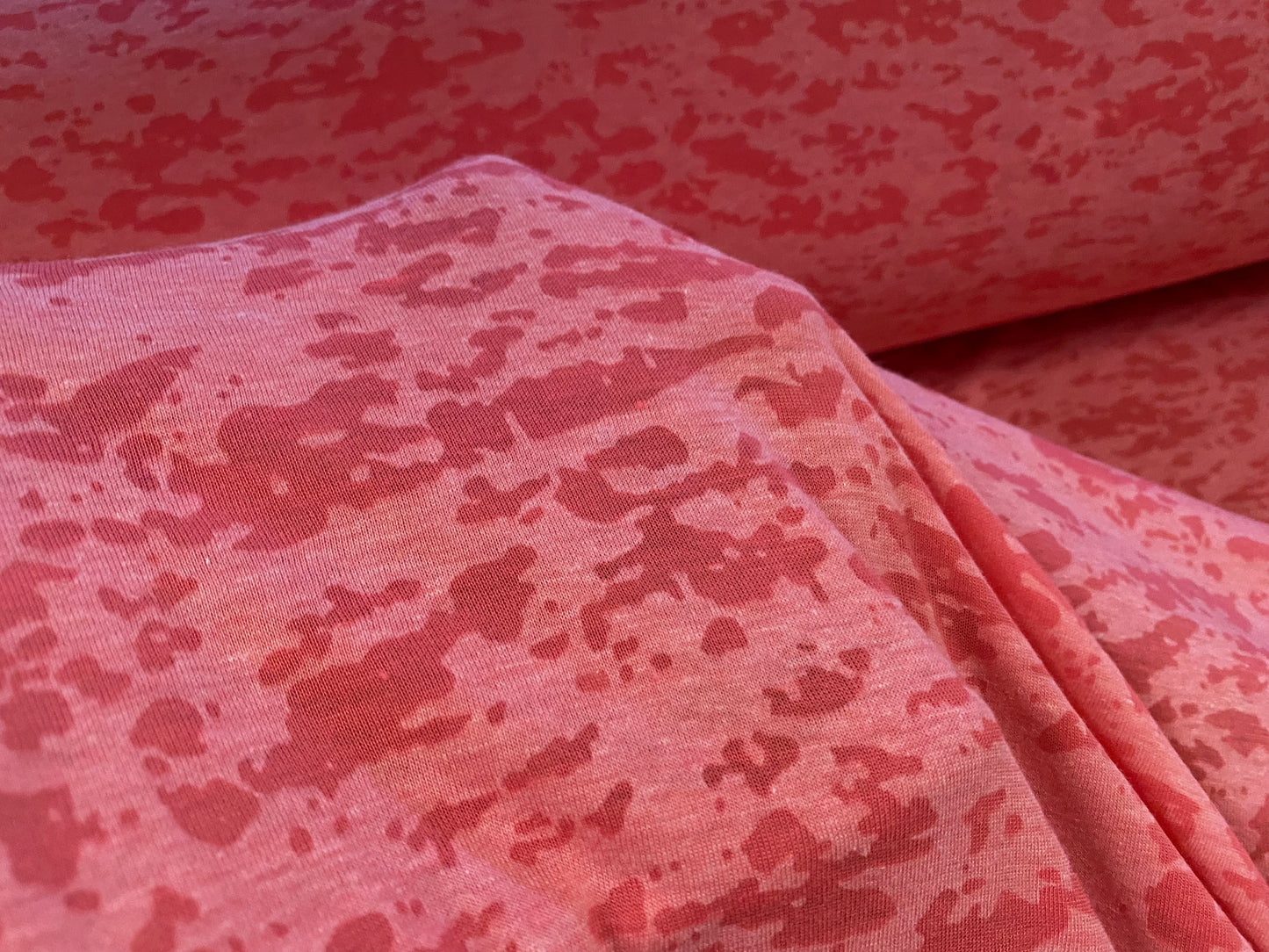 Viscose blend burnout devoré single jersey fabric, per metre - raspberry