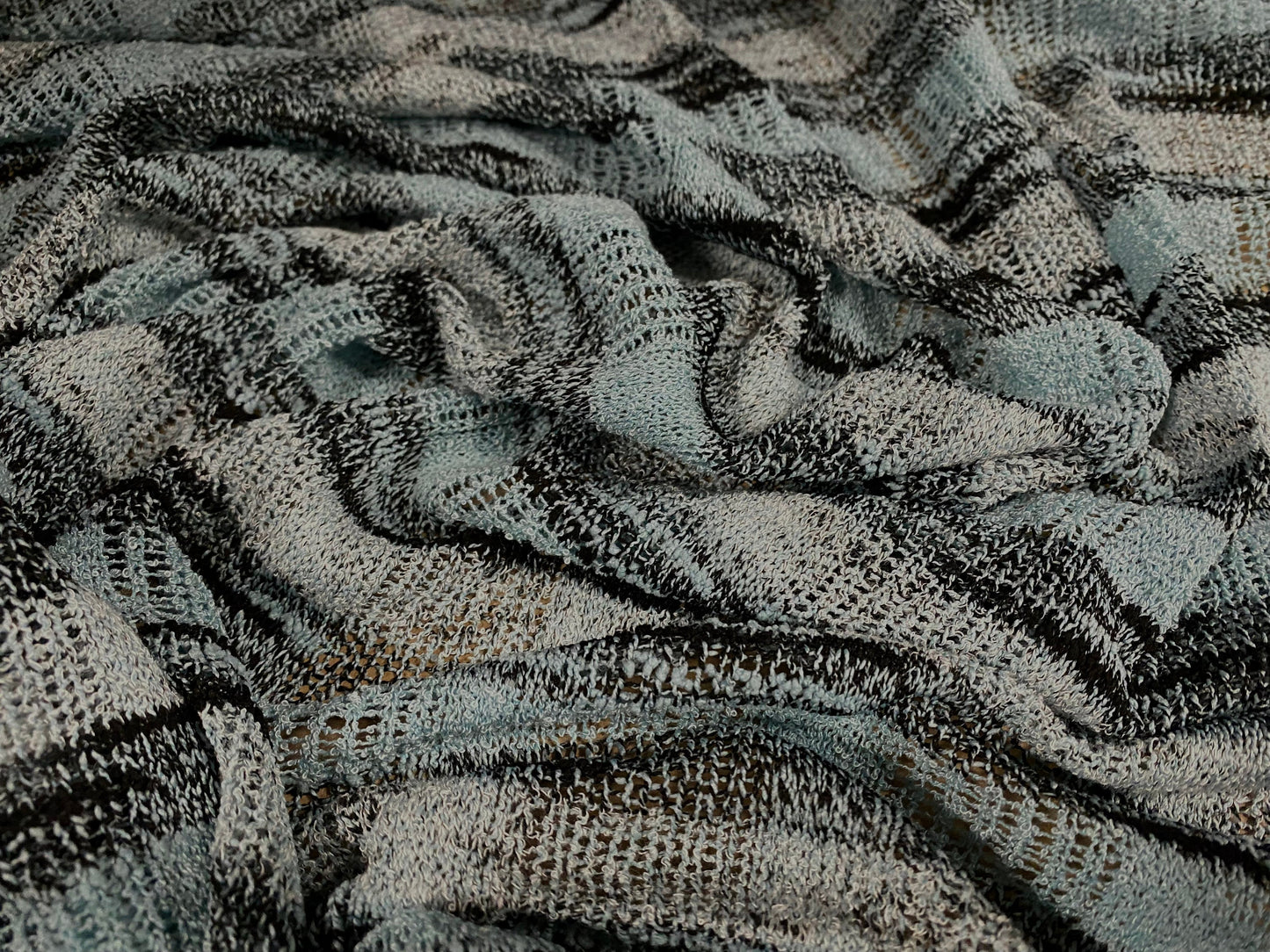 Melange knitwear crepe jersey fabric, per metre - Aqua