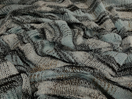 Melange knitwear crepe jersey fabric, per metre - Aqua