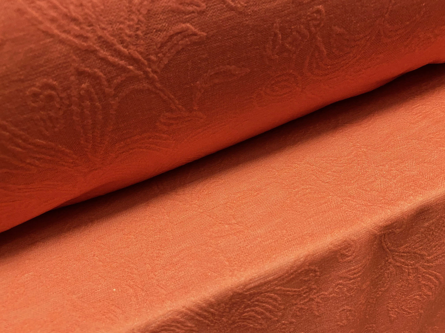 Stretch spandex leaf jacquard double jersey fabric, per metre - light Terracotta