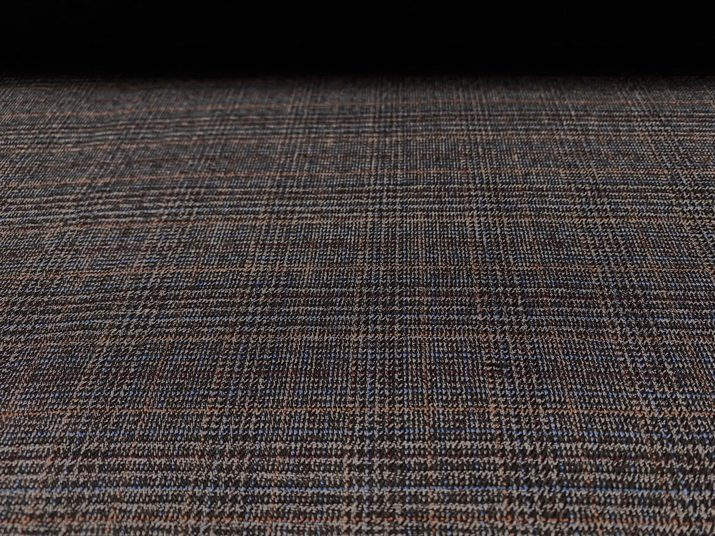 Heavyweight faux Fur lined tweed jacket coat fabric, per metre - check design - dark blue