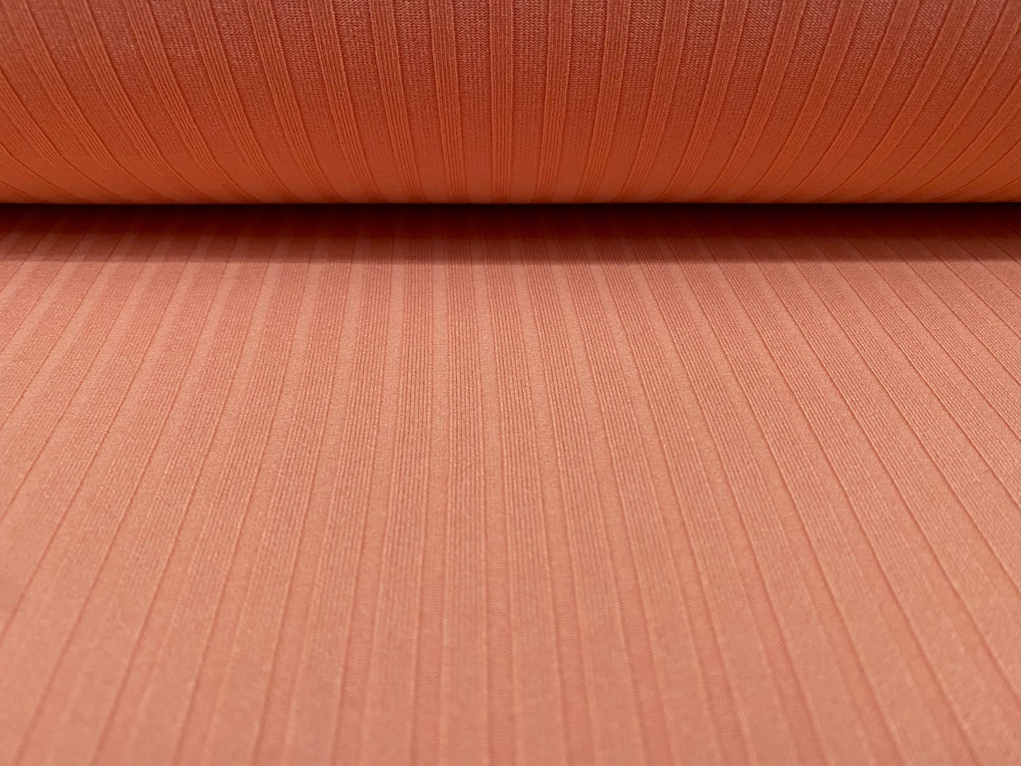 Stretch spandex rib jersey fabric, per metre - plain - peach