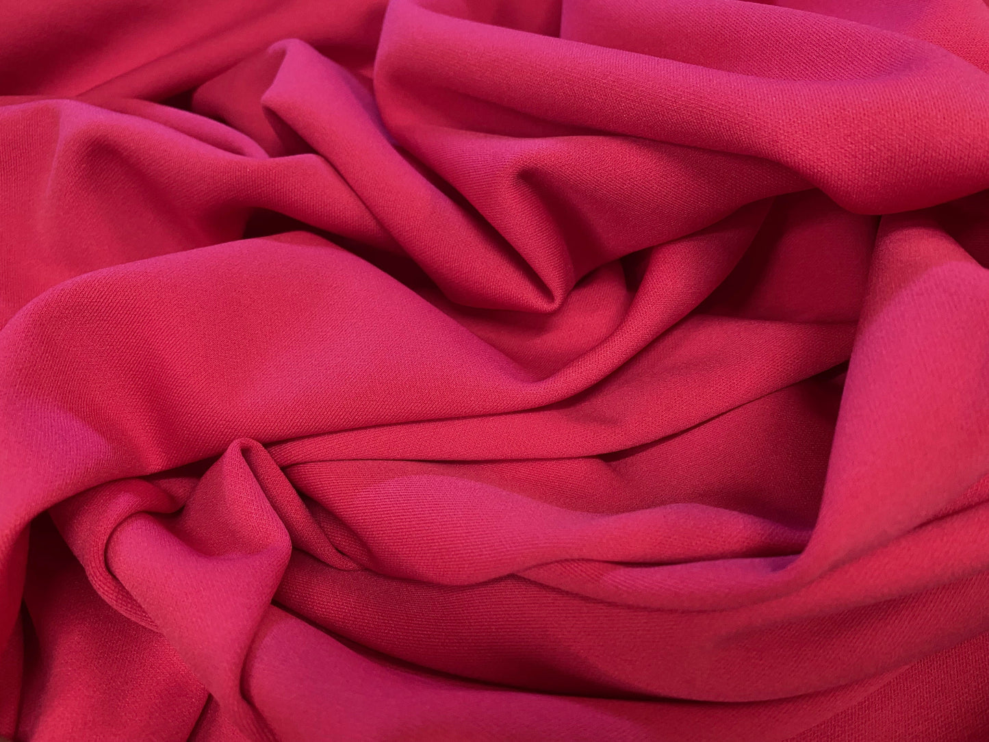 Scuba stretch spandex neoprene style double jersey fabric, per metre - plain - cerise pink
