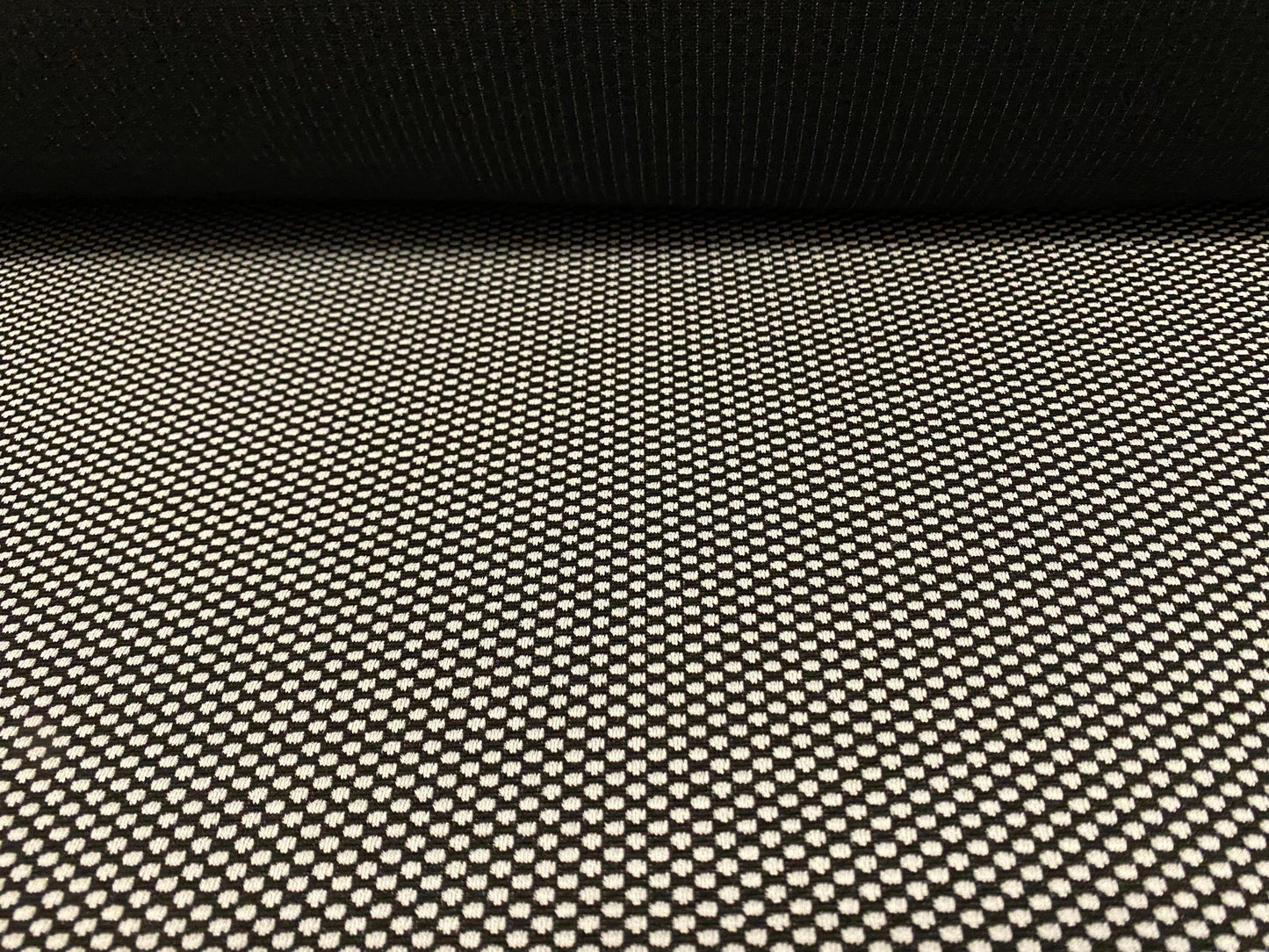 Double jersey stretch spandex fabric, per metre - honeycomb jacquard - monochrome