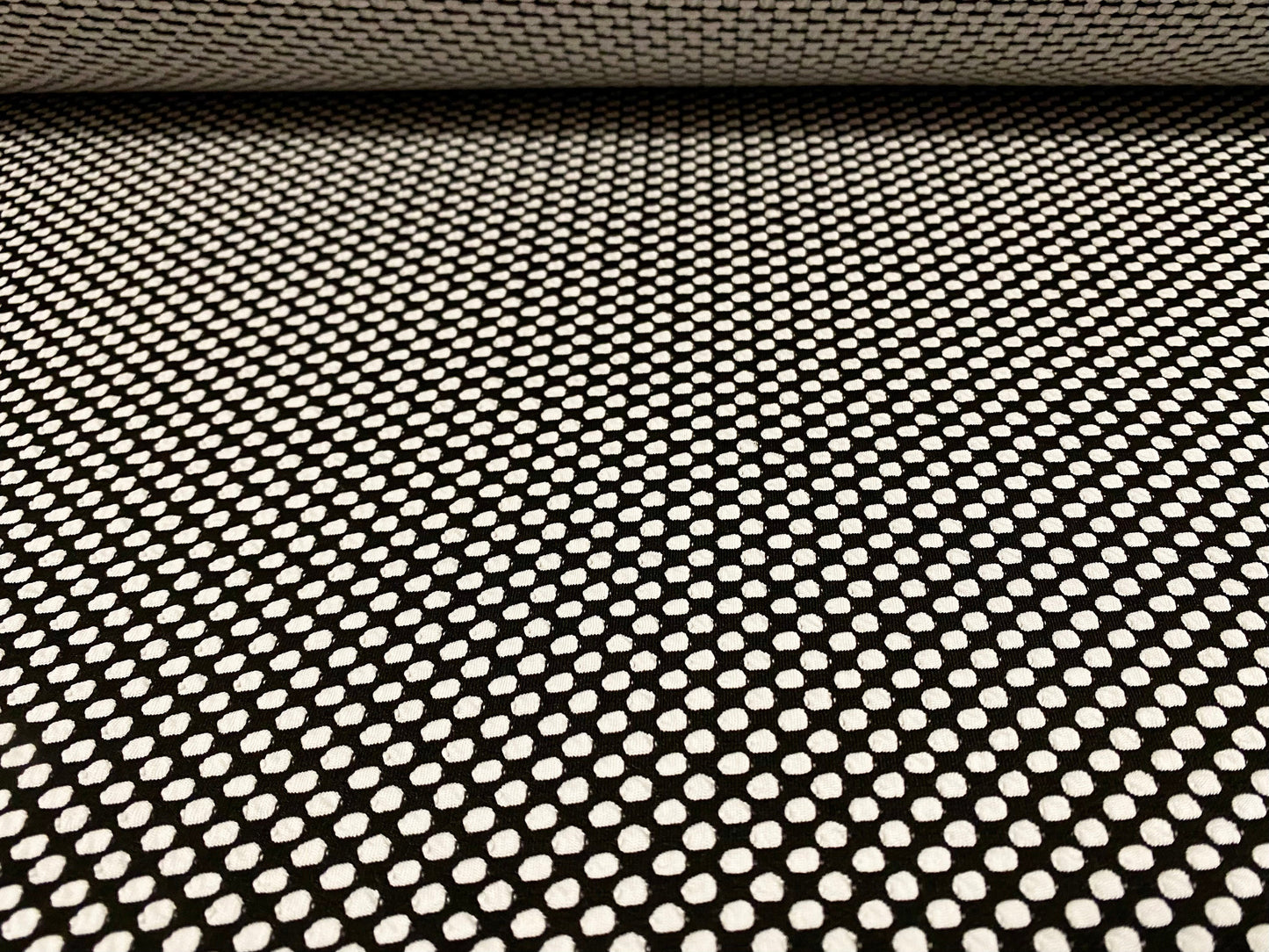 Double jersey stretch spandex fabric, per metre - monochrome spot jacquard