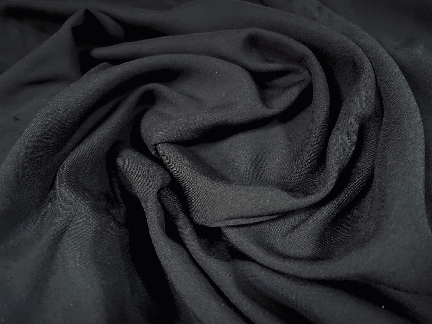 Soft handle woven viscose dress fabric, per metre - plain - black