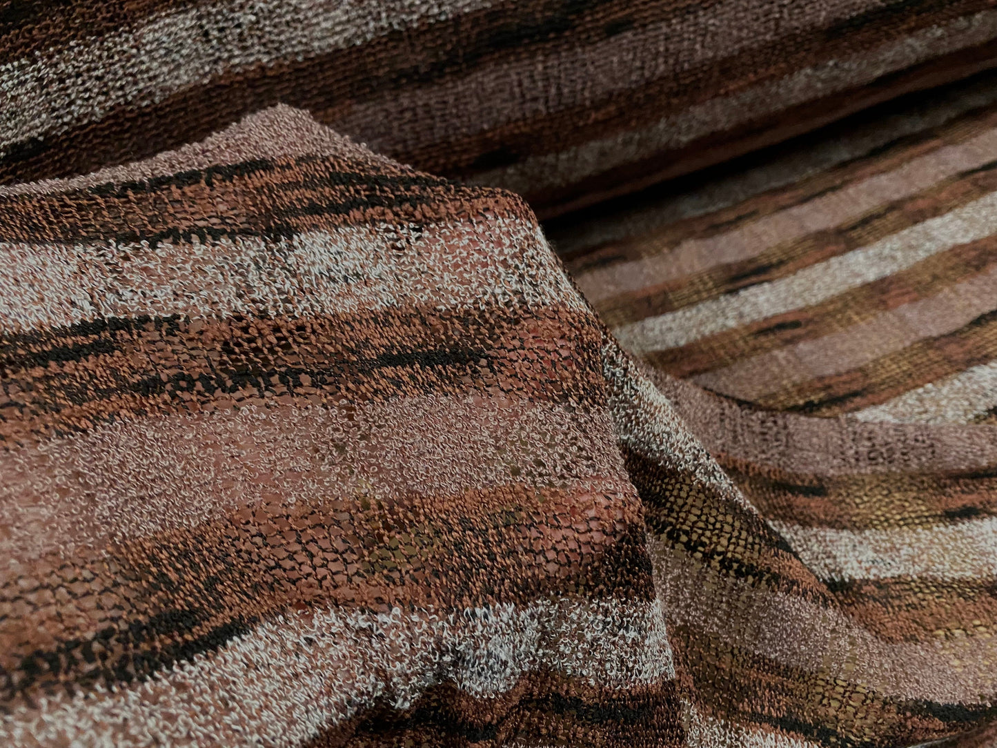 Melange knitwear crepe jersey fabric, per metre - chestnut & dusky pink