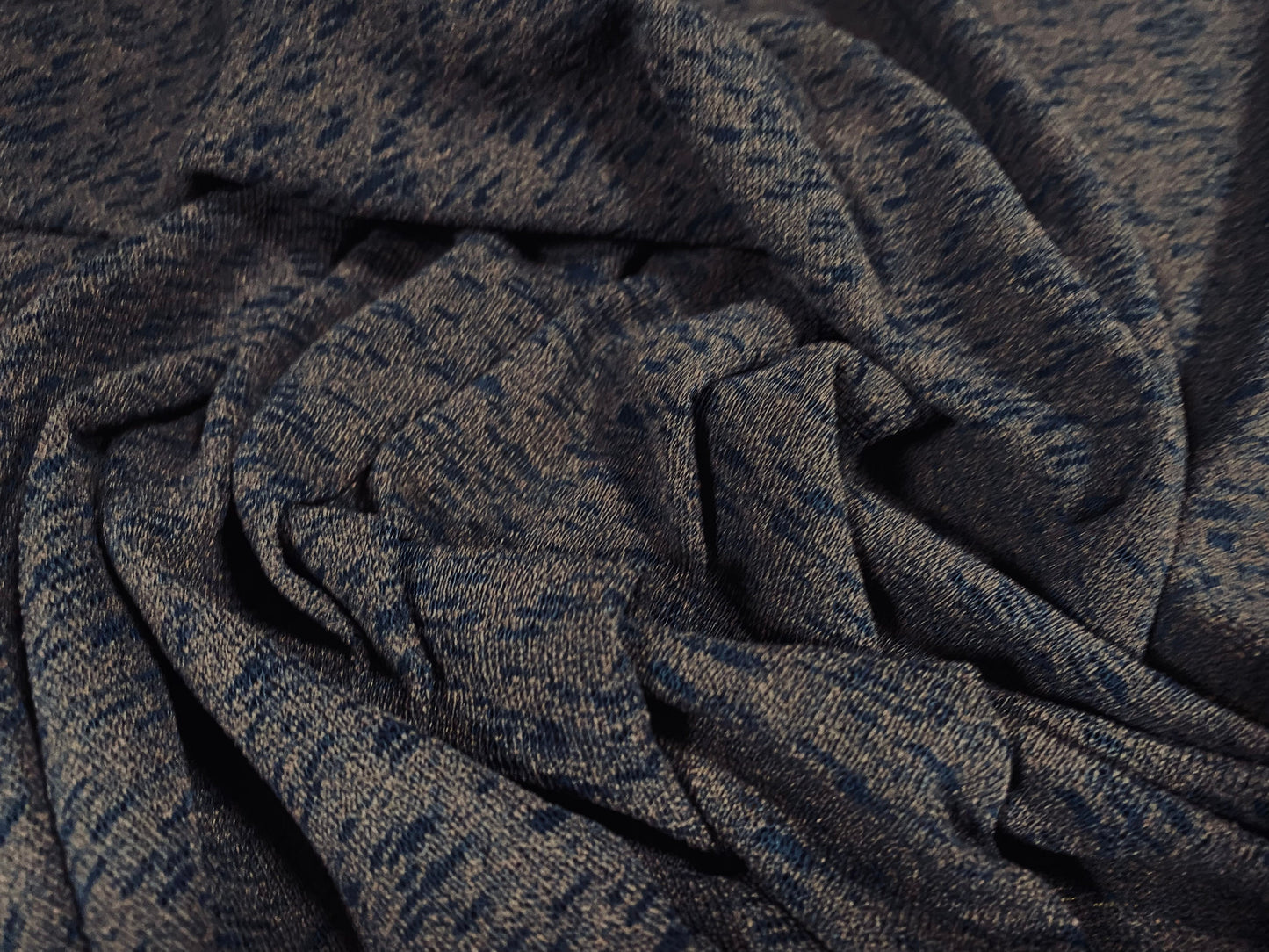 Hacci slub stretch spandex jersey fabric, per metre - blue brown