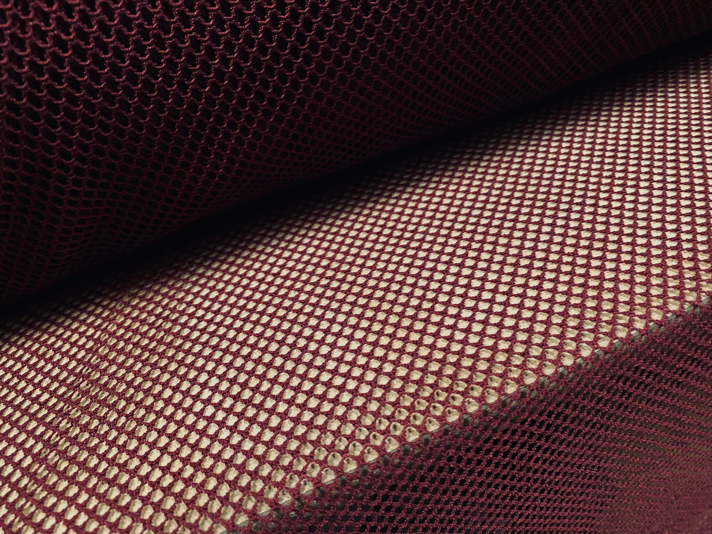 Fishnet mesh net eyelet jersey fabric, per metre - plain - wine