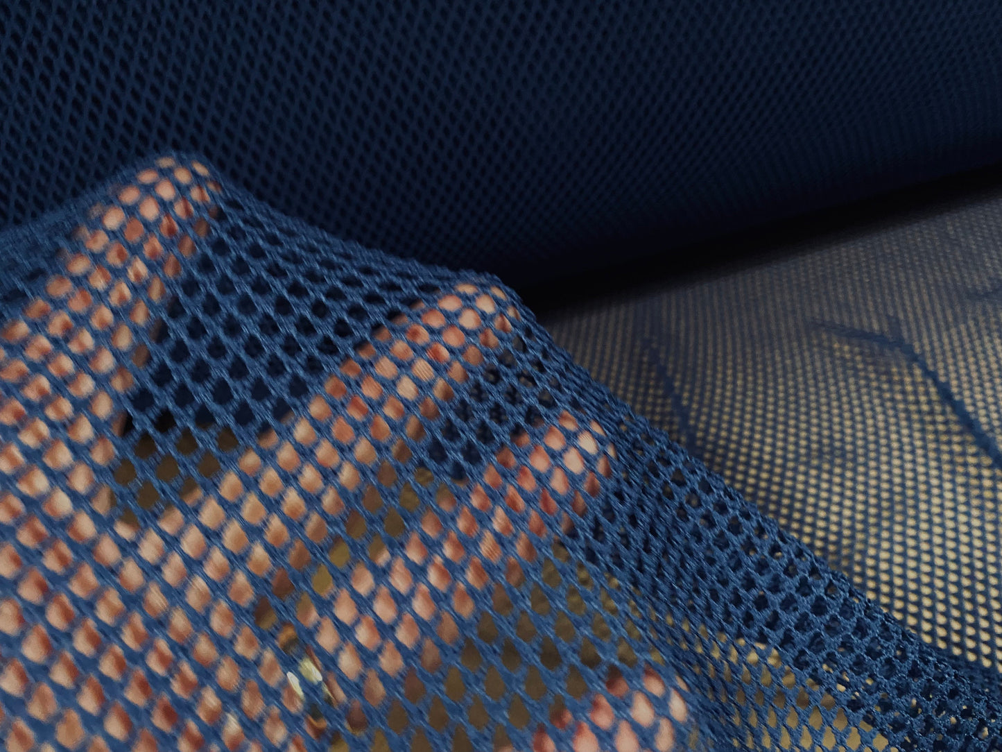 Fishnet mesh net jersey fabric, per metre - plain - French navy