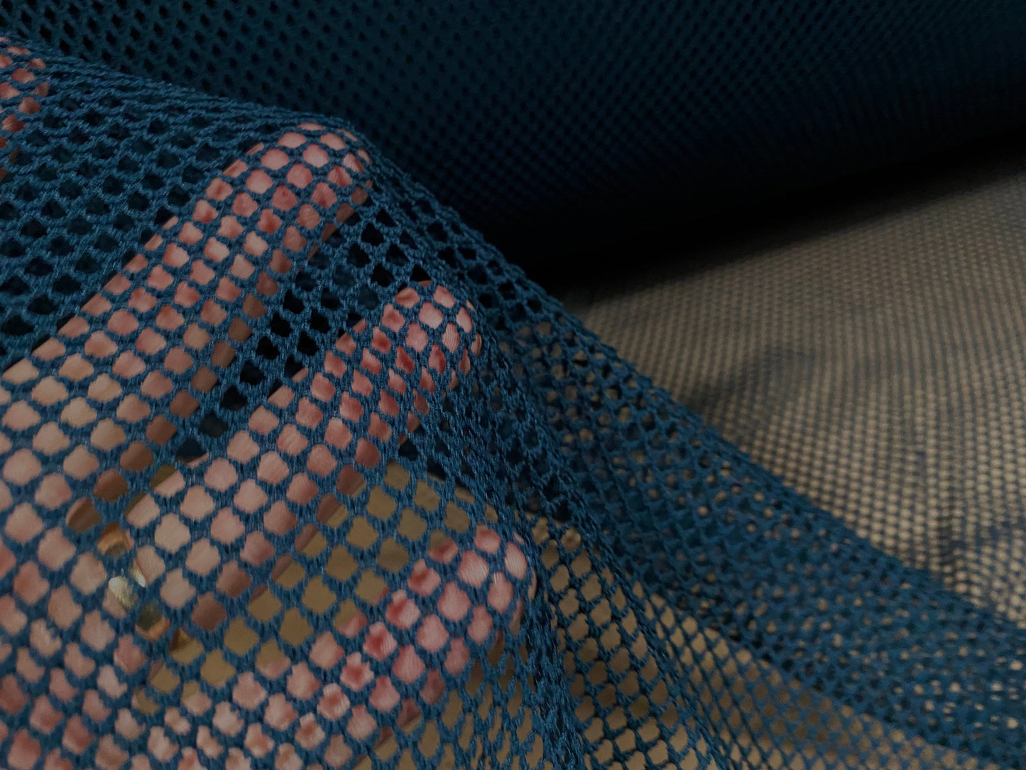 Fishnet mesh net jersey fabric, per metre - plain - teal