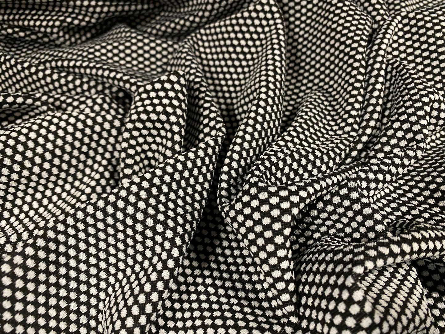 Double jersey stretch spandex fabric, per metre - honeycomb jacquard - monochrome