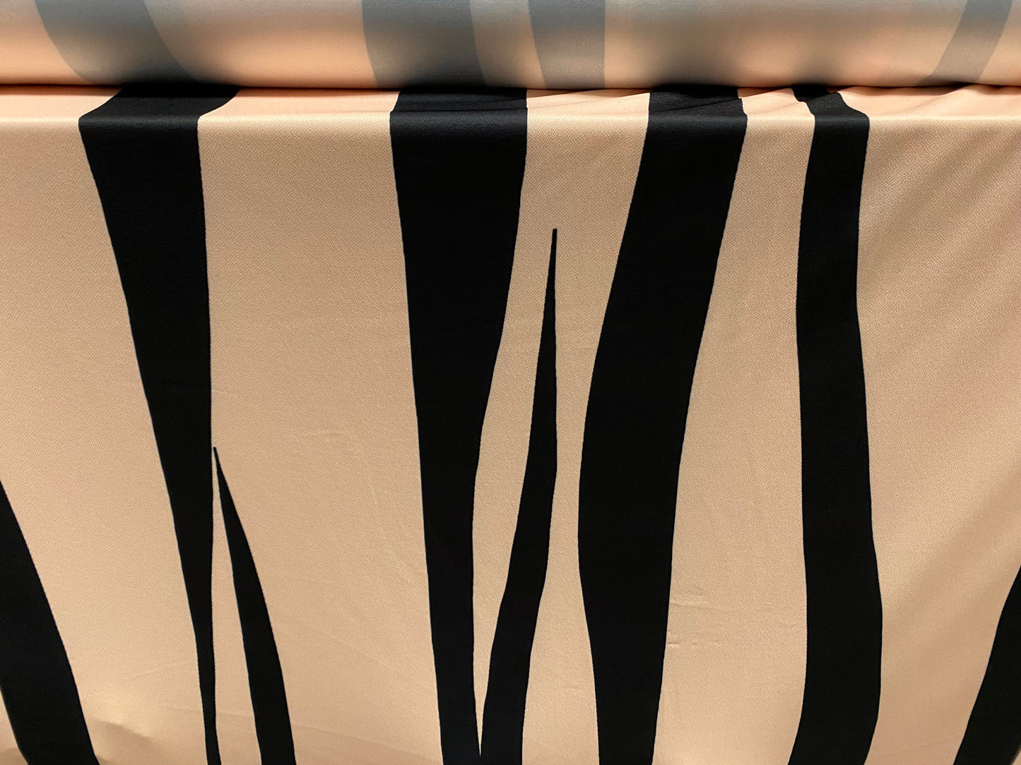 Valentino crepe spandex jersey fabric - similar to scuba - per metre, giant zebra print - peach & black
