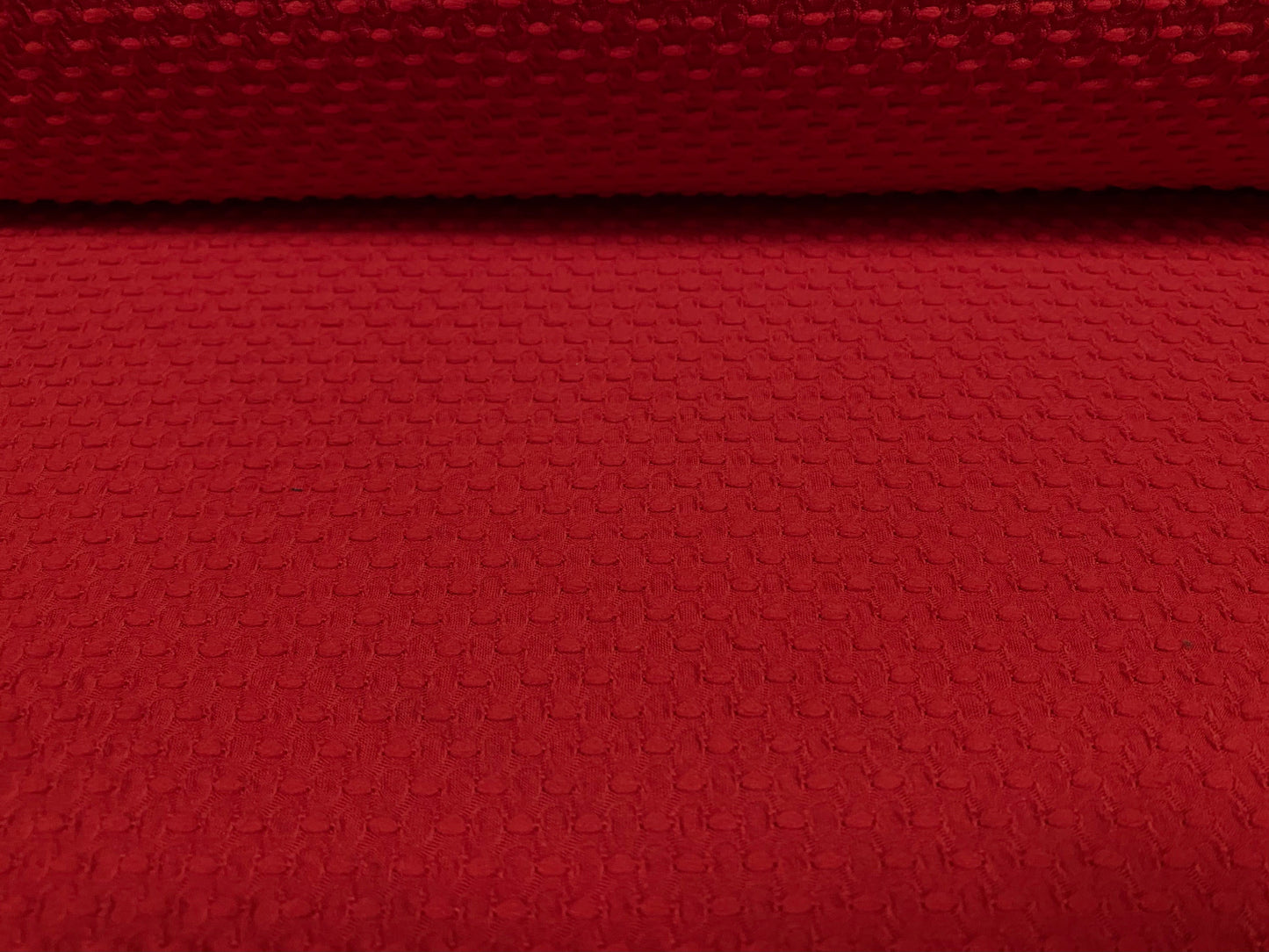 Double jersey knit spandex dress fabric, per metre - Dobby jacquard - Red