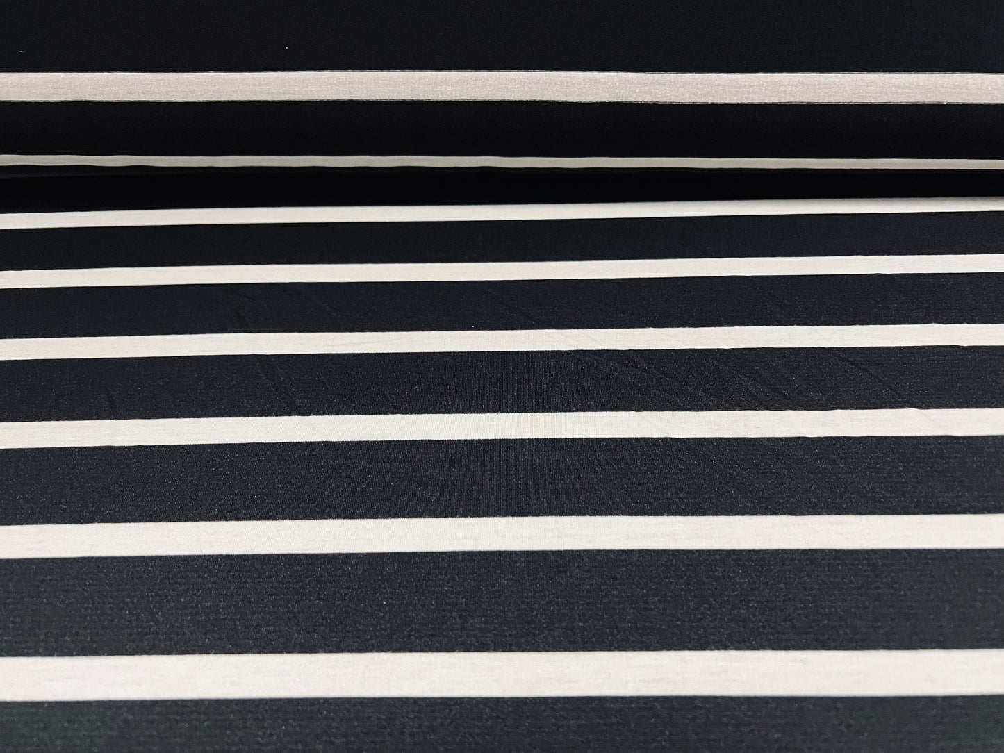 Stretch Single jersey dress fabric, per metre - block stripe - black & white