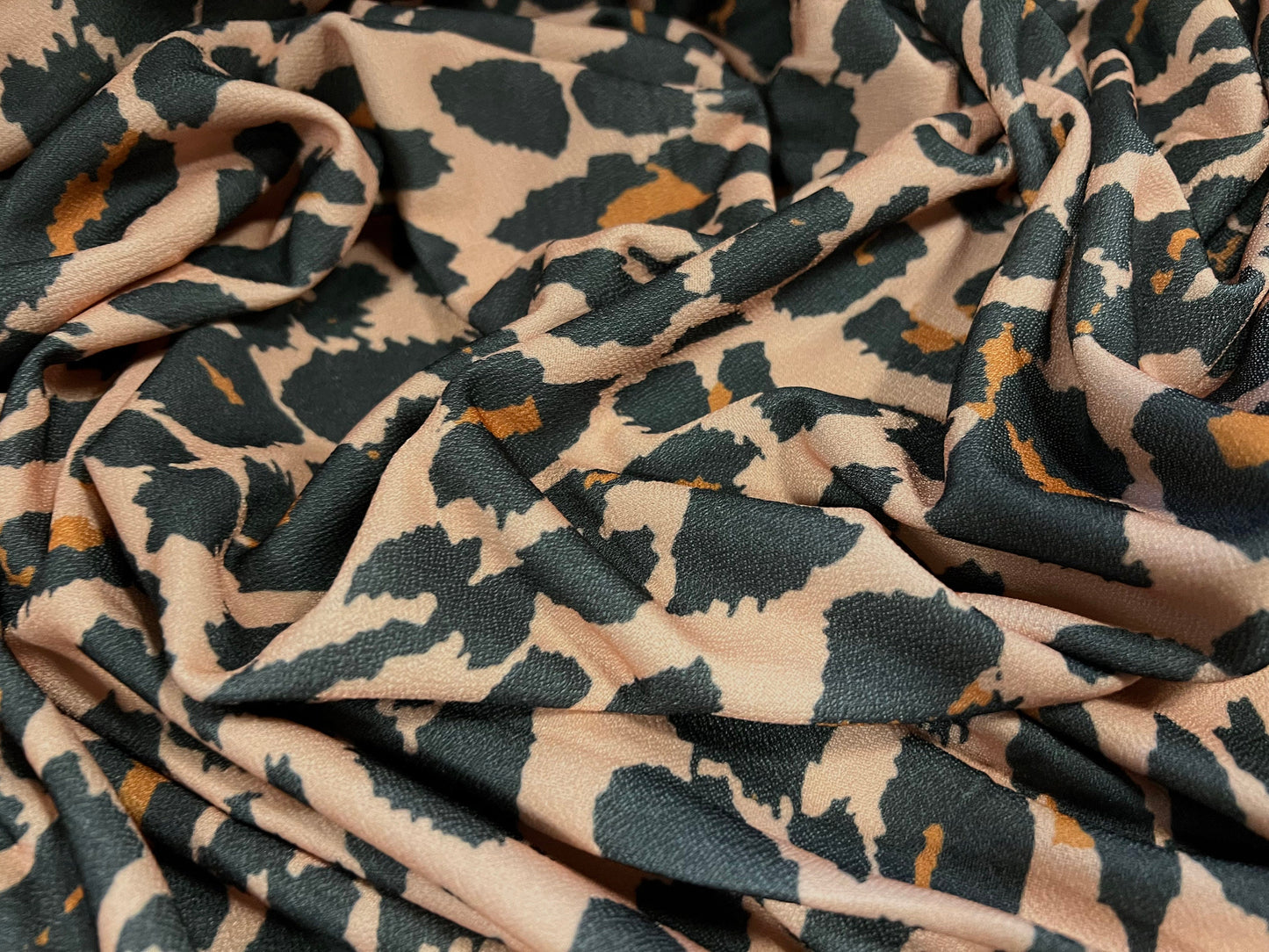 Valentino crepe spandex jersey fabric - similar to scuba - per metre - leopardskin print - baked salmon