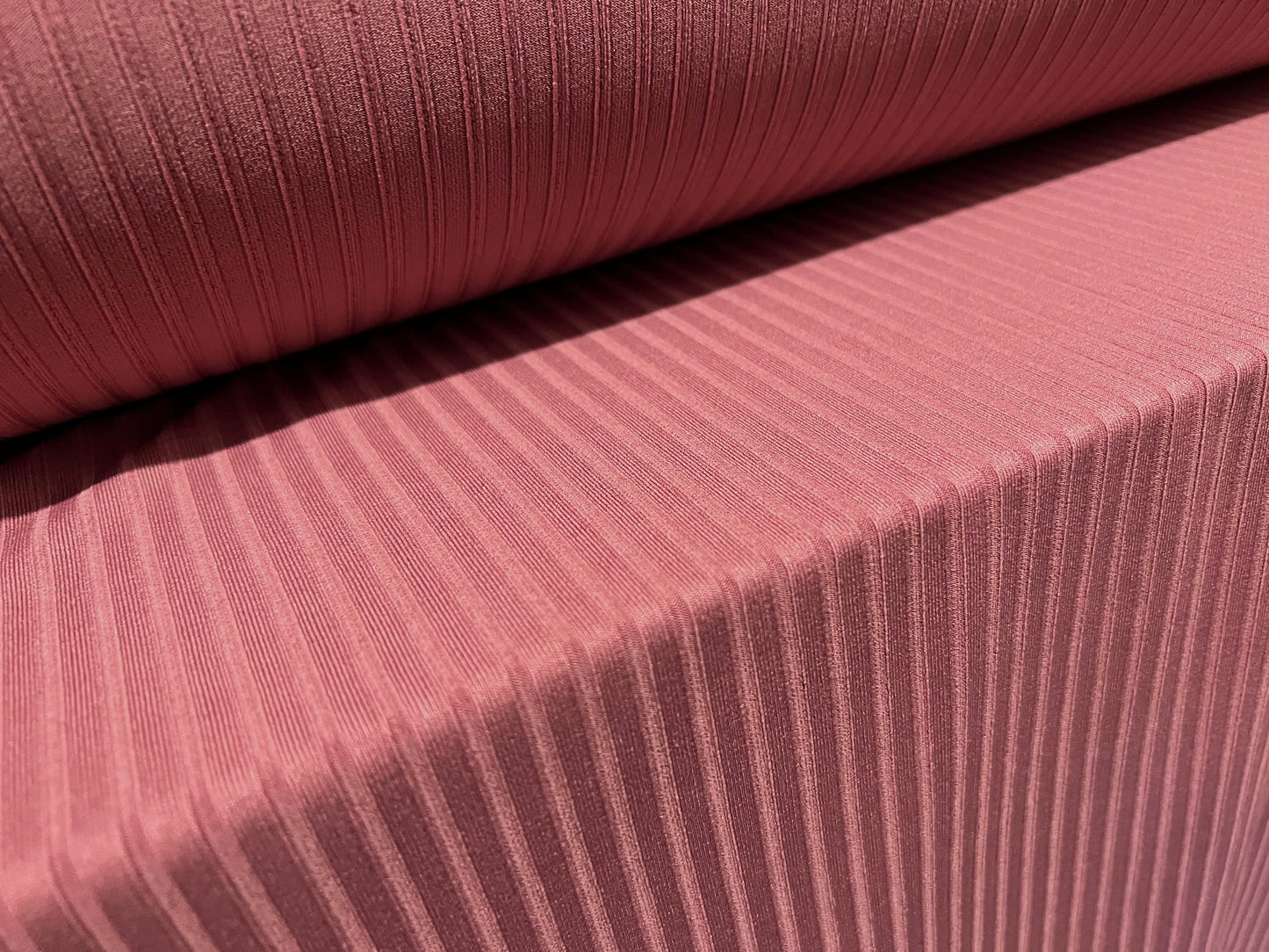 Spandex stretch rib jersey fabric, per metre - plain - rose pink