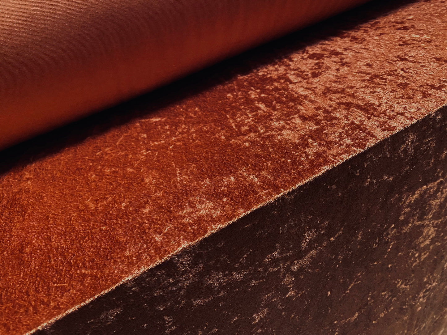 Panné velour velvet crushed dress fabric, per metre - plain - burnt ginger