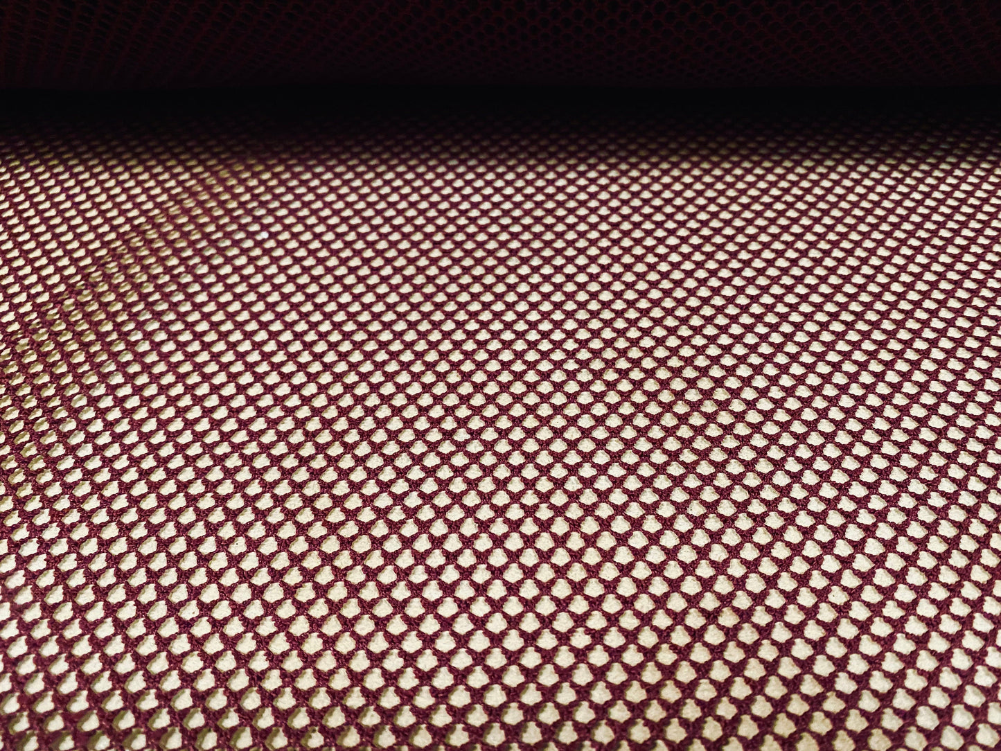 Fishnet mesh net eyelet jersey fabric, per metre - plain - wine