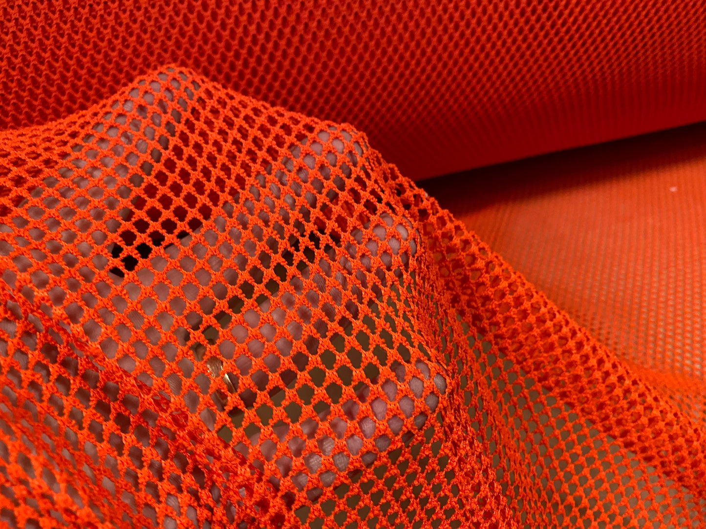 Fishnet mesh net jersey fabric, per metre - plain - Orange