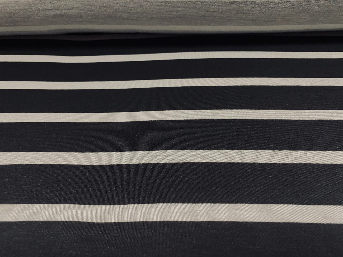 Viscose spandex stretch single jersey fabric, per metre - striped - black & white