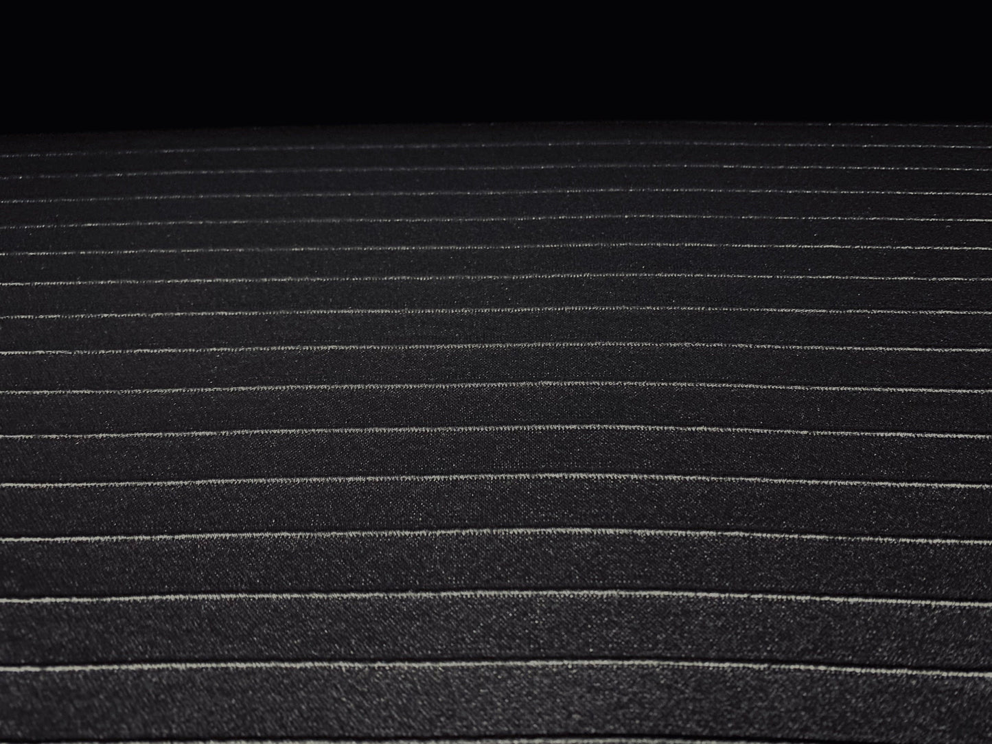 Stretch pvc faux leather double jersey fabric, per metre - raised pinstripe - Jet black
