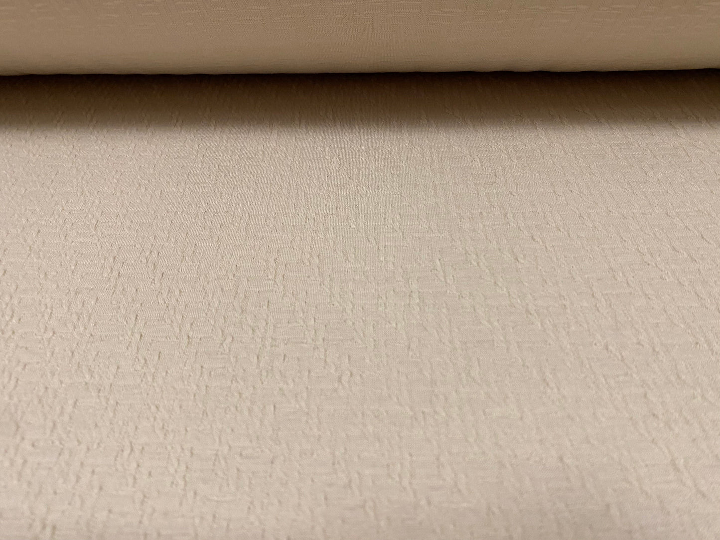 Double jersey knit spandex dress fabric, per metre - geometric jacquard - oyster