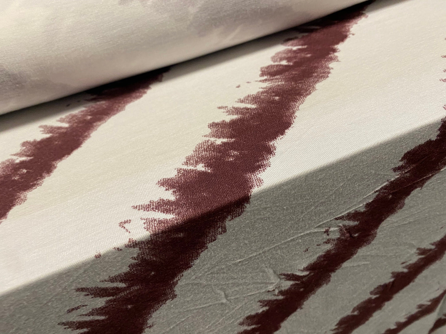 Viscose spandex stretch single jersey fabric, per metre - Tie dye bias stripe print