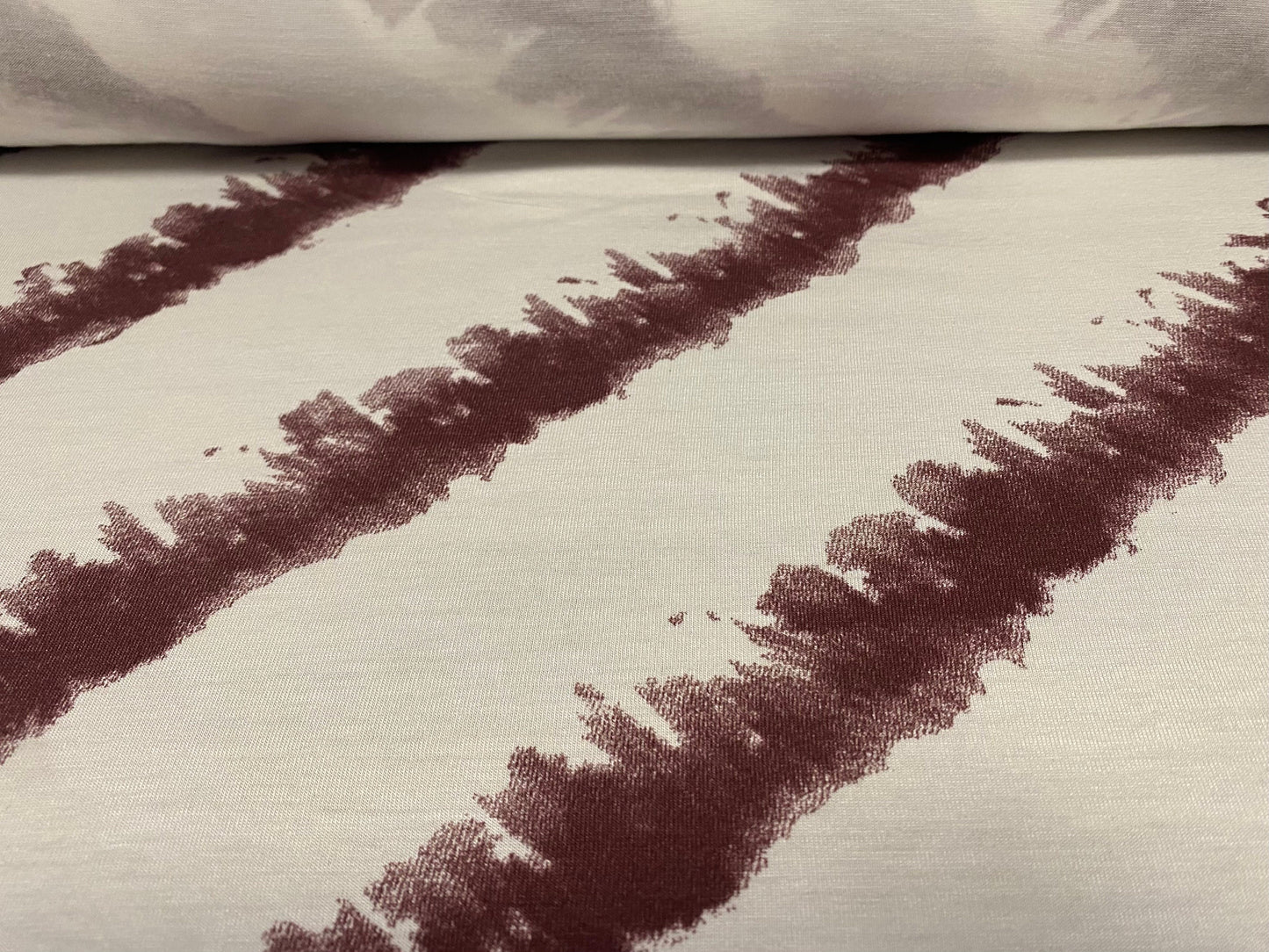 Viscose spandex stretch single jersey fabric, per metre - Tie dye bias stripe print