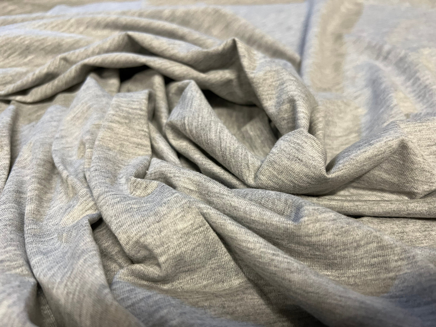 Viscose Elastane stretch spandex single jersey fabric, per metre - melange - grey marl