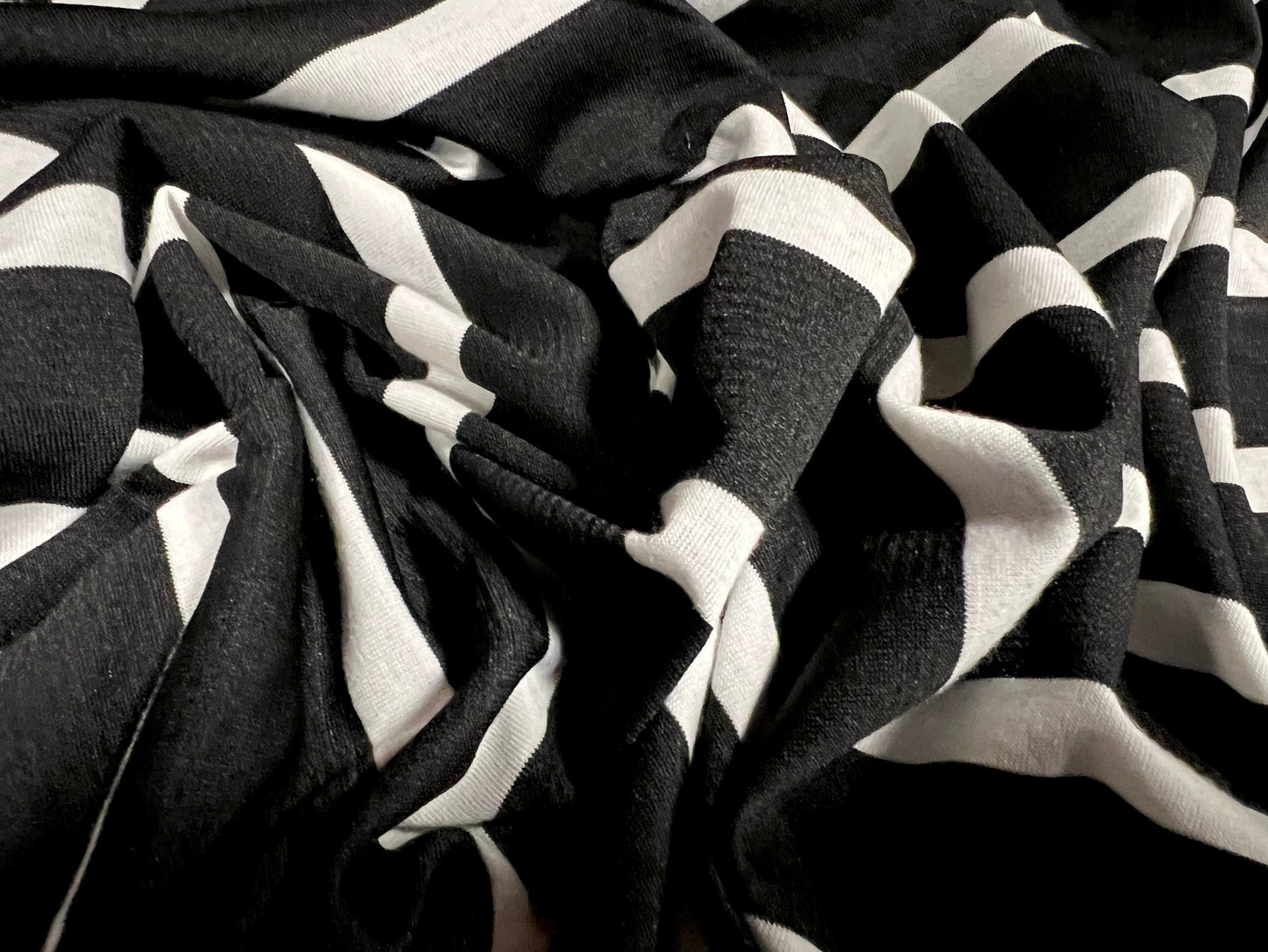 Stretch Single jersey dress fabric, per metre - block stripe - black & white