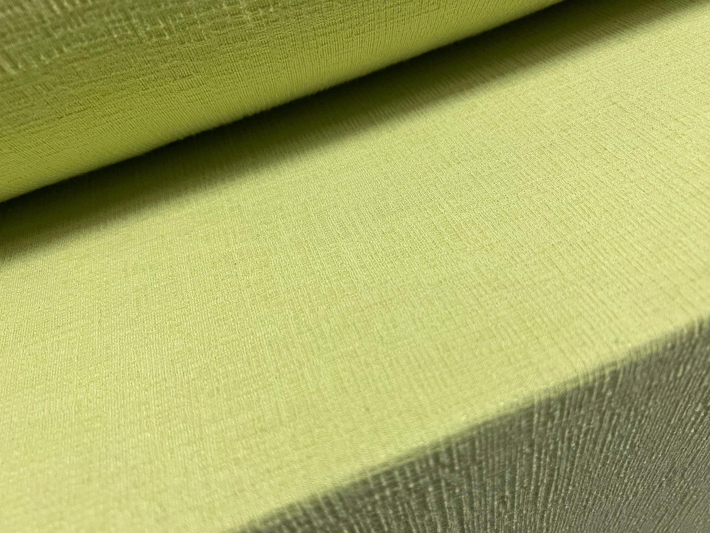 Strawcloth textured double jersey stretch spandex fabric, per metre - plain - green