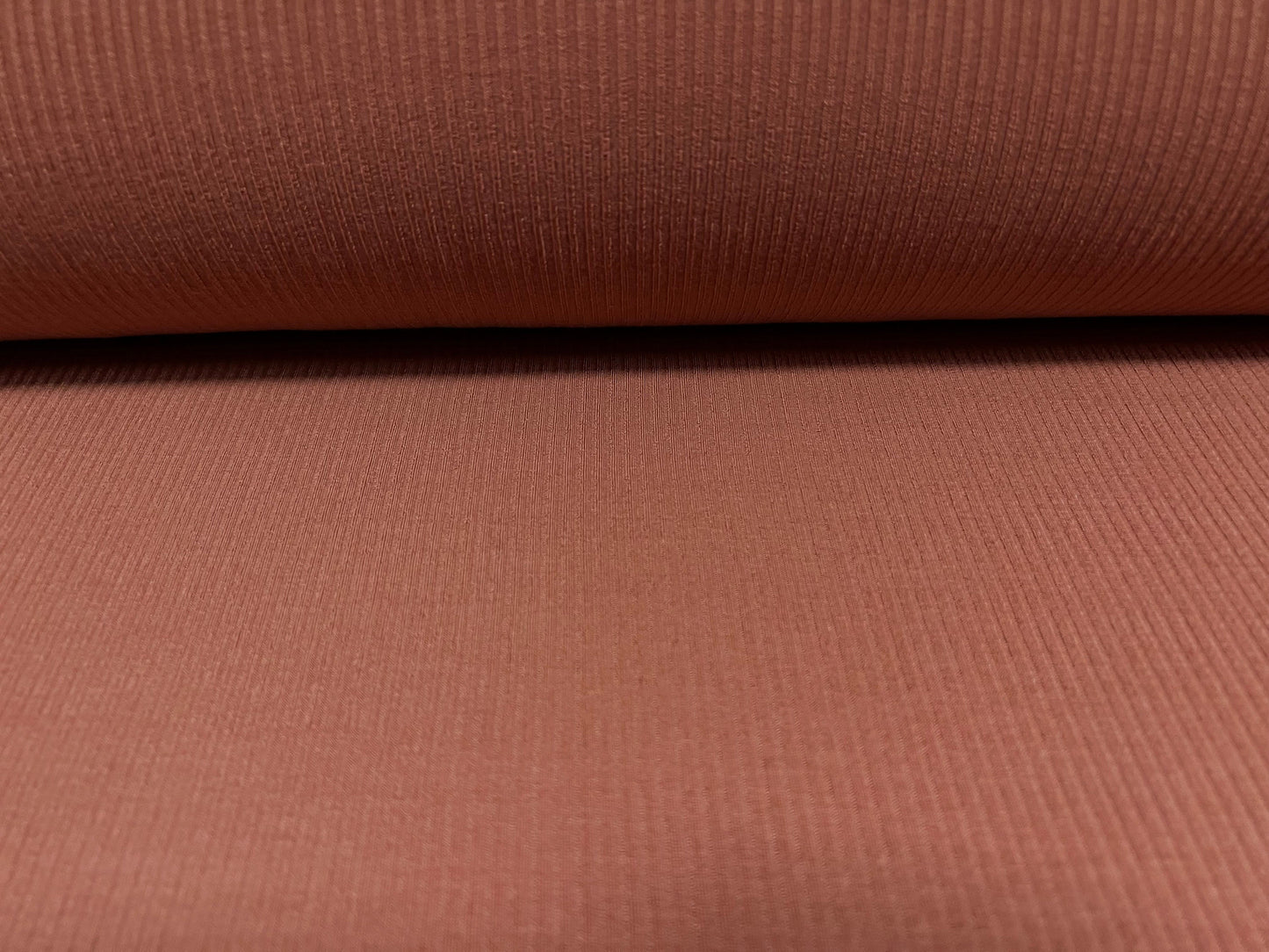 Soft touch rib jersey knit fabric, per metre - plain - Terracotta