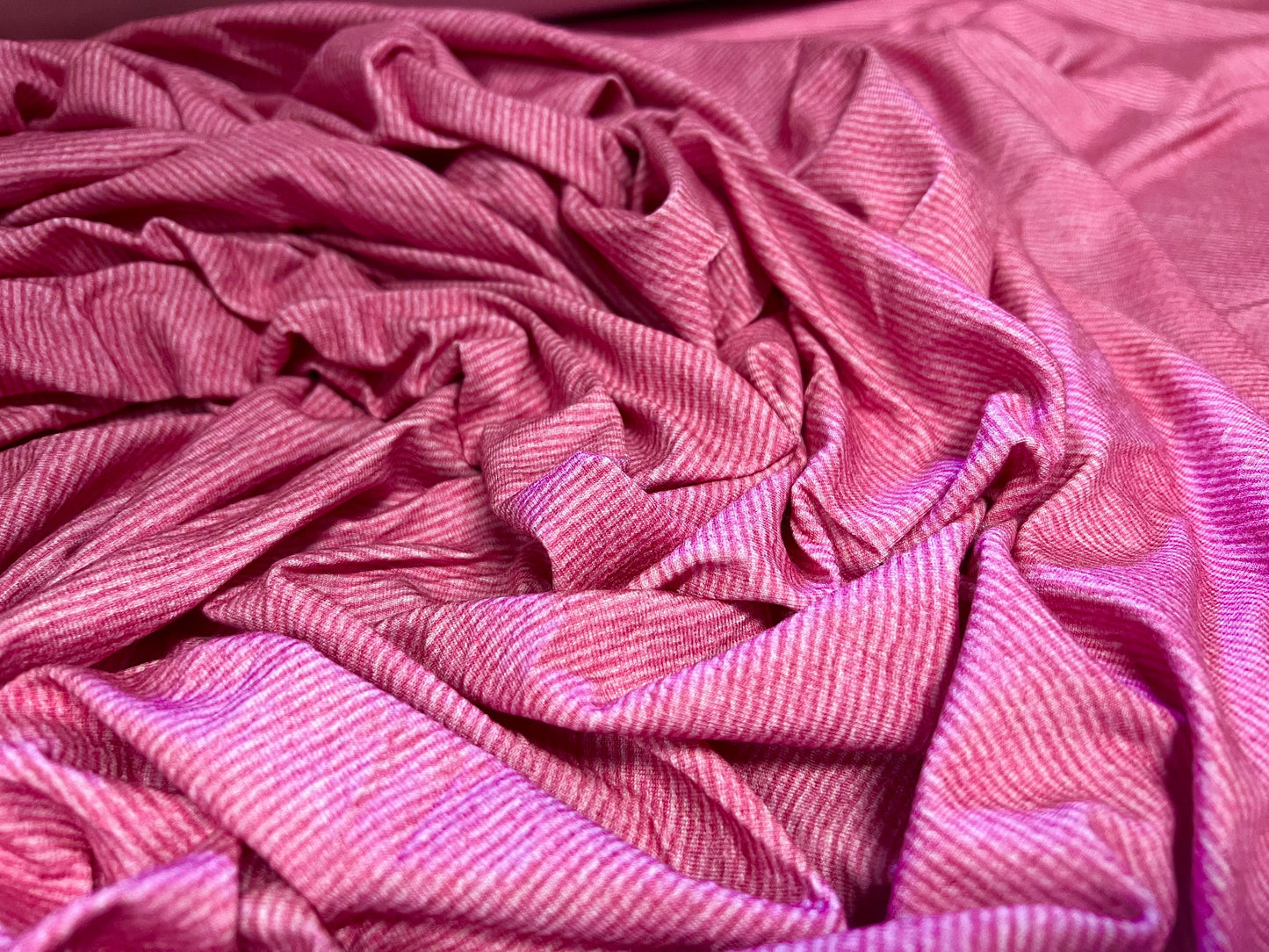 Stretch viscose spandex single jersey fabric, per metre - pinstripe - pink on pink