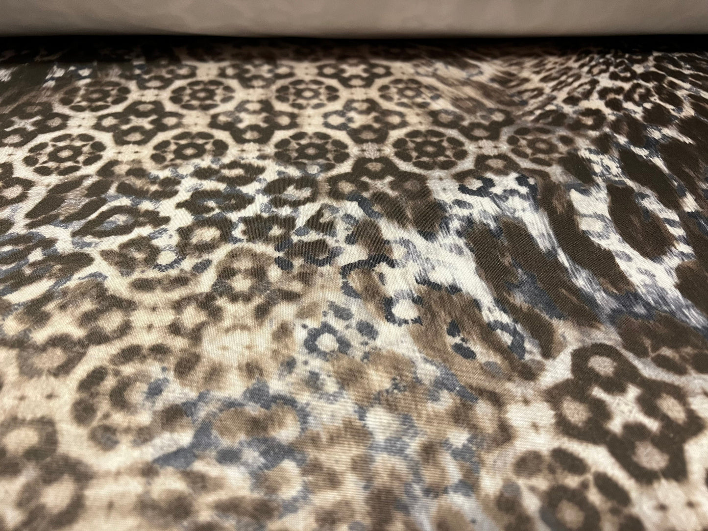 Scuba neoprene style stretch spandex double jersey fabric, per metre - Leopardskin flower fusion print