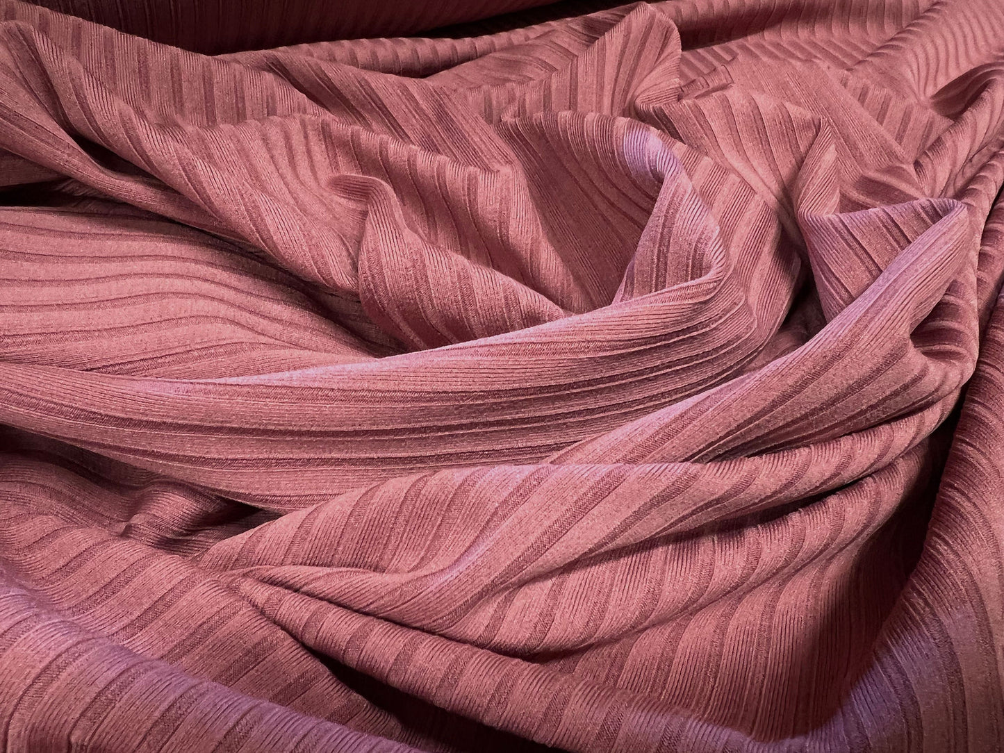 Spandex stretch rib jersey fabric, per metre - plain - rose pink