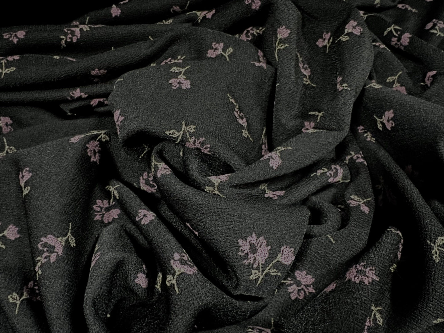 Valentino crepe spandex jersey fabric - similar to scuba - per metre - ditsy flower print - black & lilac